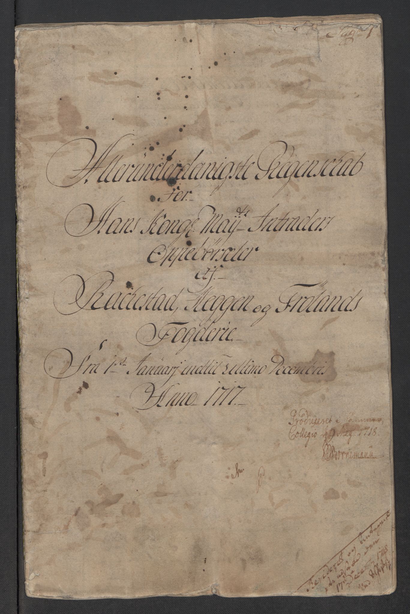 Rentekammeret inntil 1814, Reviderte regnskaper, Fogderegnskap, AV/RA-EA-4092/R07/L0313: Fogderegnskap Rakkestad, Heggen og Frøland, 1717, p. 3