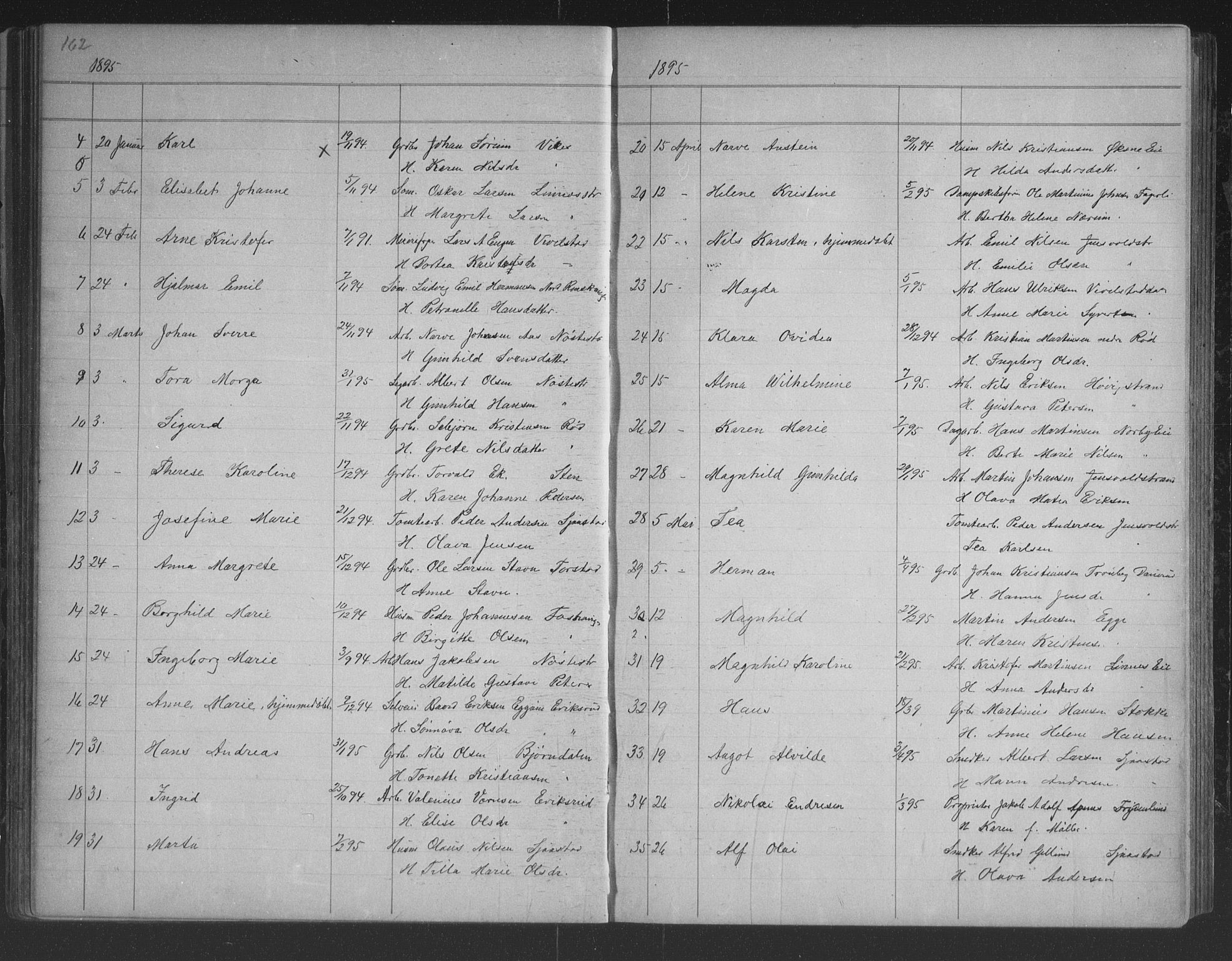 Lier kirkebøker, AV/SAKO-A-230/G/Gb/L0001: Parish register (copy) no. II 1, 1874-1898, p. 162-163