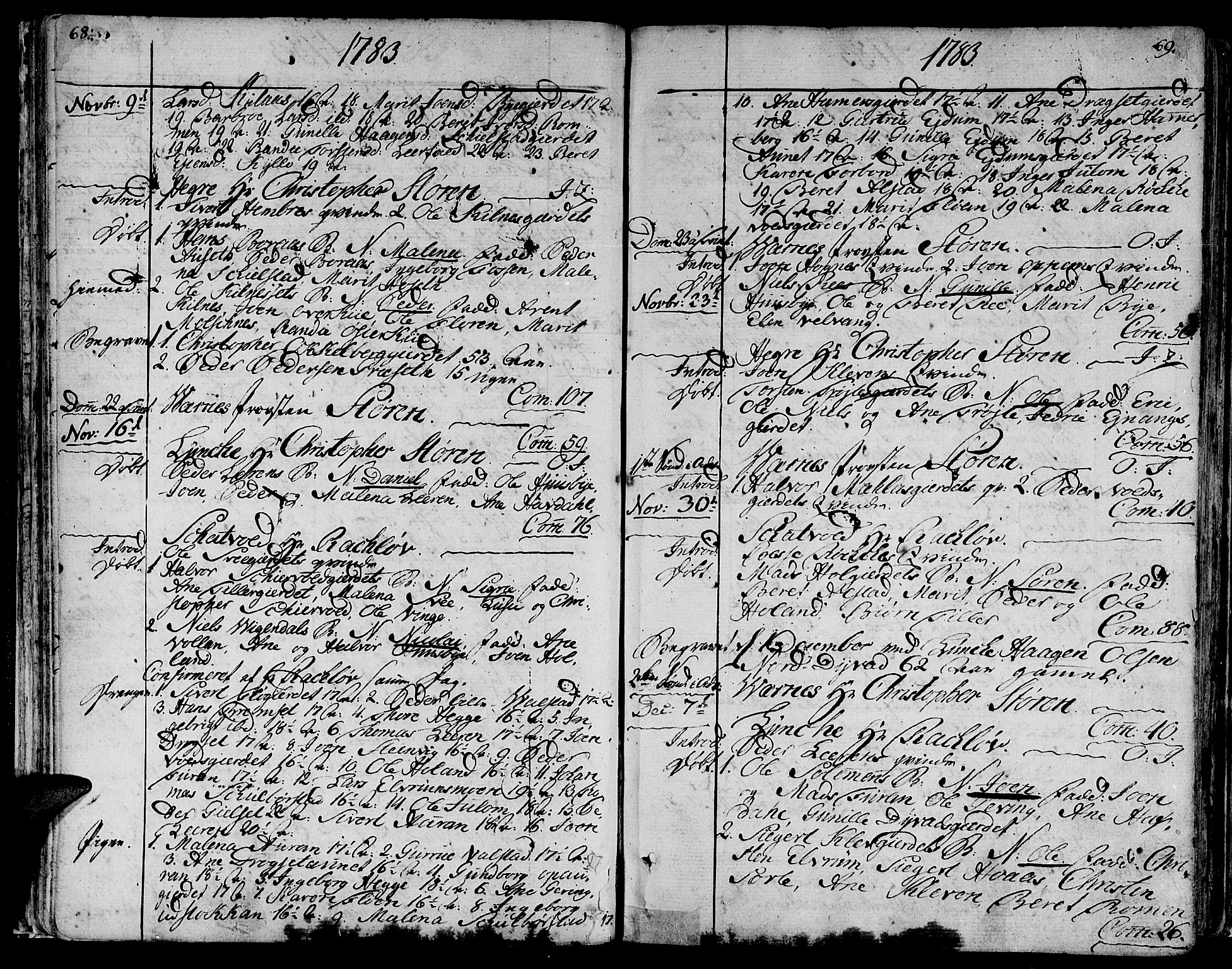 Ministerialprotokoller, klokkerbøker og fødselsregistre - Nord-Trøndelag, SAT/A-1458/709/L0059: Parish register (official) no. 709A06, 1781-1797, p. 68-69