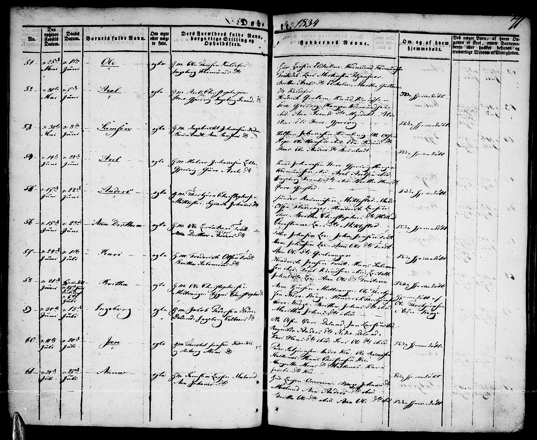 Tysnes sokneprestembete, AV/SAB-A-78601/H/Haa: Parish register (official) no. A 8, 1826-1837, p. 71