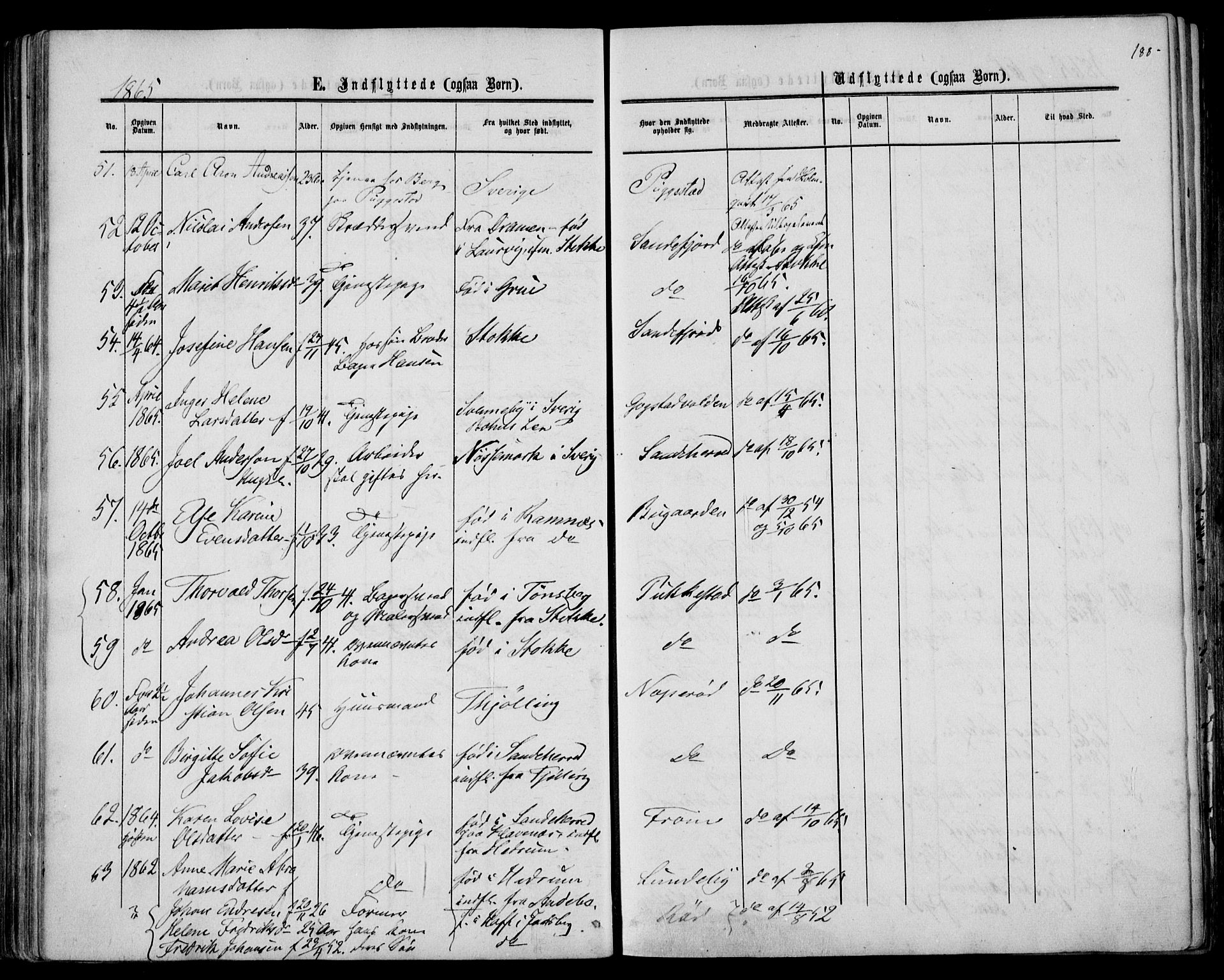 Sandar kirkebøker, AV/SAKO-A-243/F/Fa/L0009: Parish register (official) no. 9, 1862-1871, p. 188