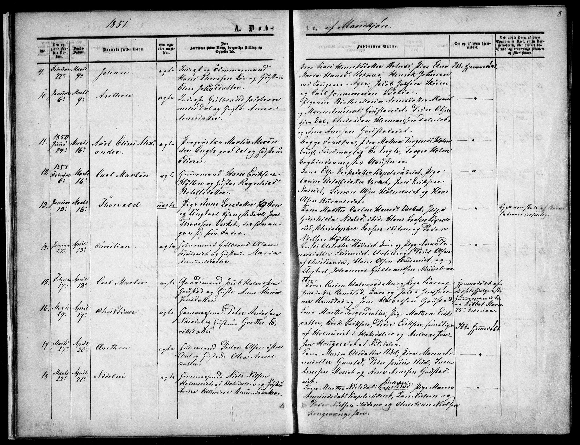 Nittedal prestekontor Kirkebøker, SAO/A-10365a/F/Fa/L0005: Parish register (official) no. I 5, 1850-1862, p. 8