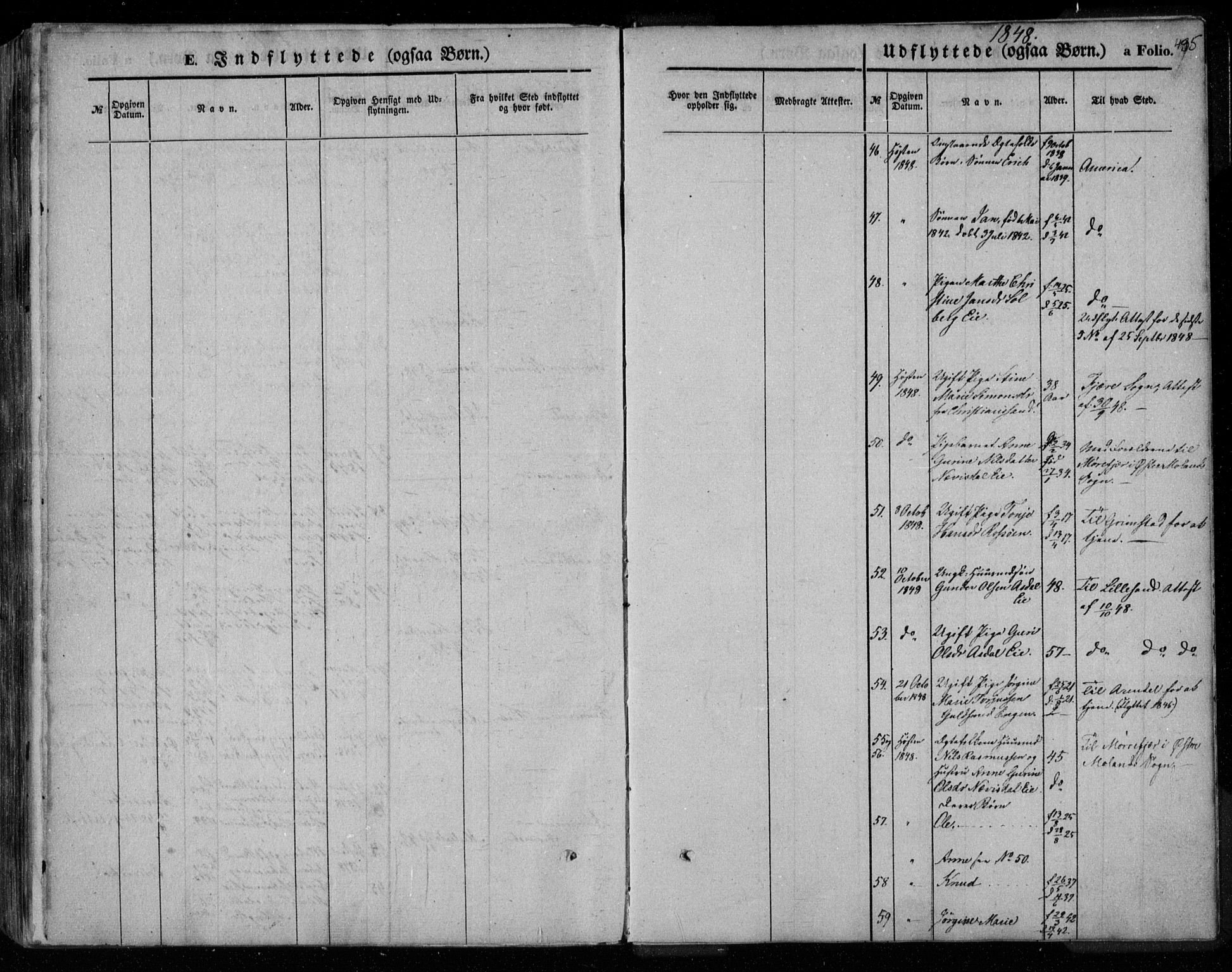 Øyestad sokneprestkontor, SAK/1111-0049/F/Fa/L0014: Parish register (official) no. A 14, 1843-1856, p. 495