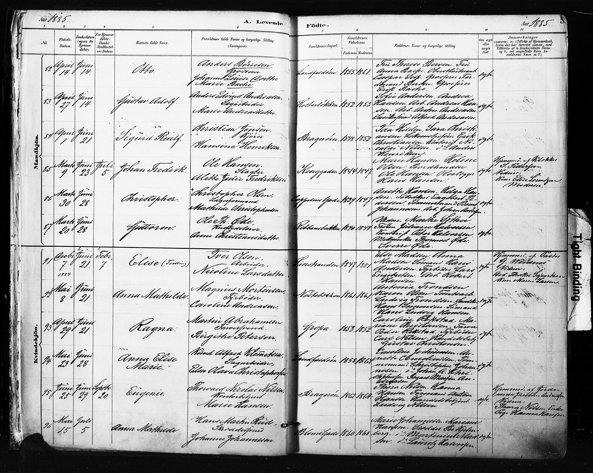 Bragernes kirkebøker, SAKO/A-6/F/Fb/L0007: Parish register (official) no. II 7, 1885-1893, p. 5
