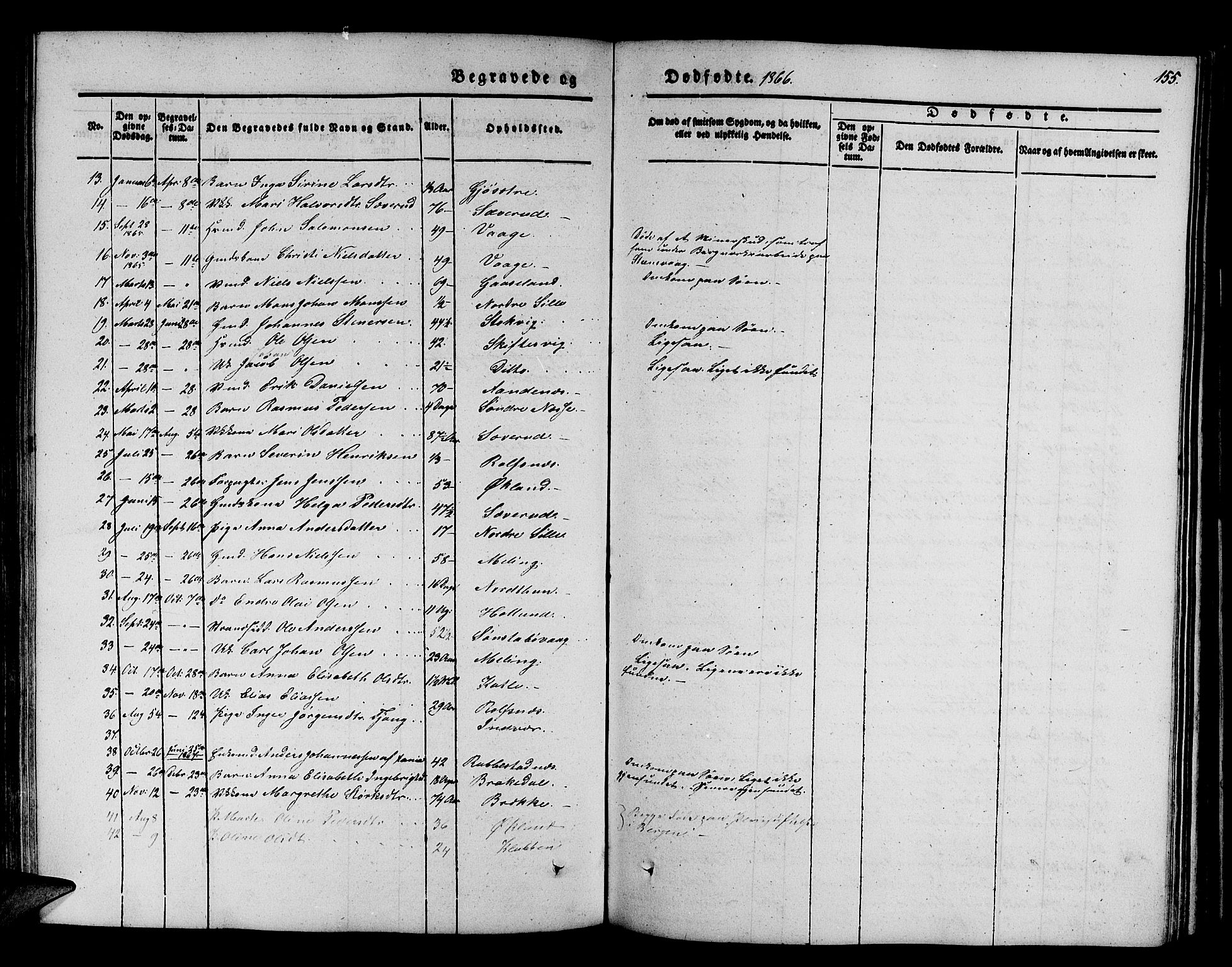 Finnås sokneprestembete, SAB/A-99925/H/Ha/Hab/Habb/L0001: Parish register (copy) no. B 1, 1851-1870, p. 155