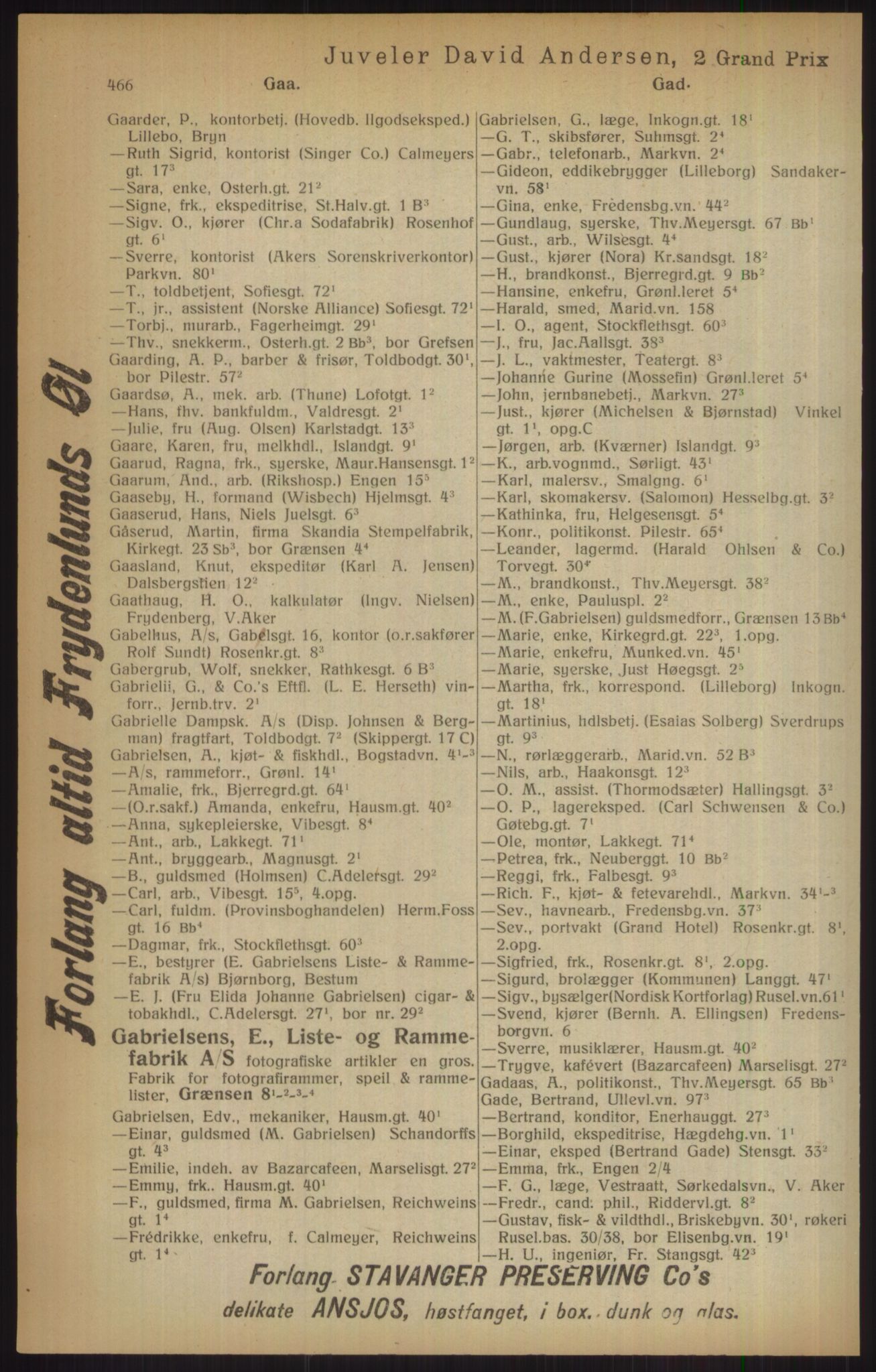 Kristiania/Oslo adressebok, PUBL/-, 1915, p. 466