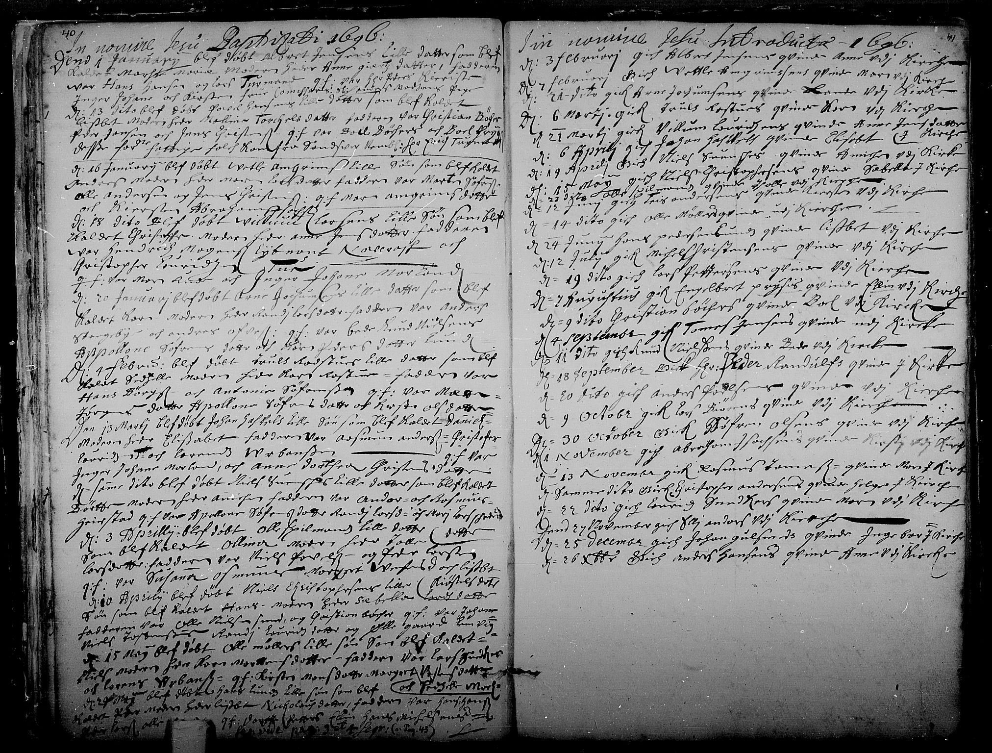 Tønsberg kirkebøker, AV/SAKO-A-330/F/Fa/L0001: Parish register (official) no. I 1, 1688-1760, p. 40-41