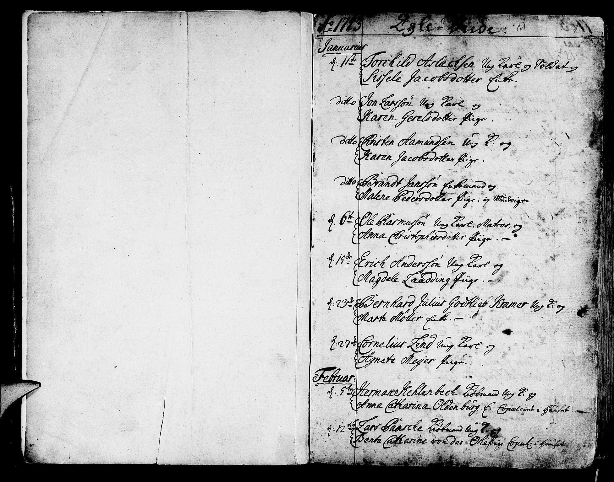 Korskirken sokneprestembete, SAB/A-76101/H/Haa/L0009: Parish register (official) no. A 9, 1743-1861, p. 1