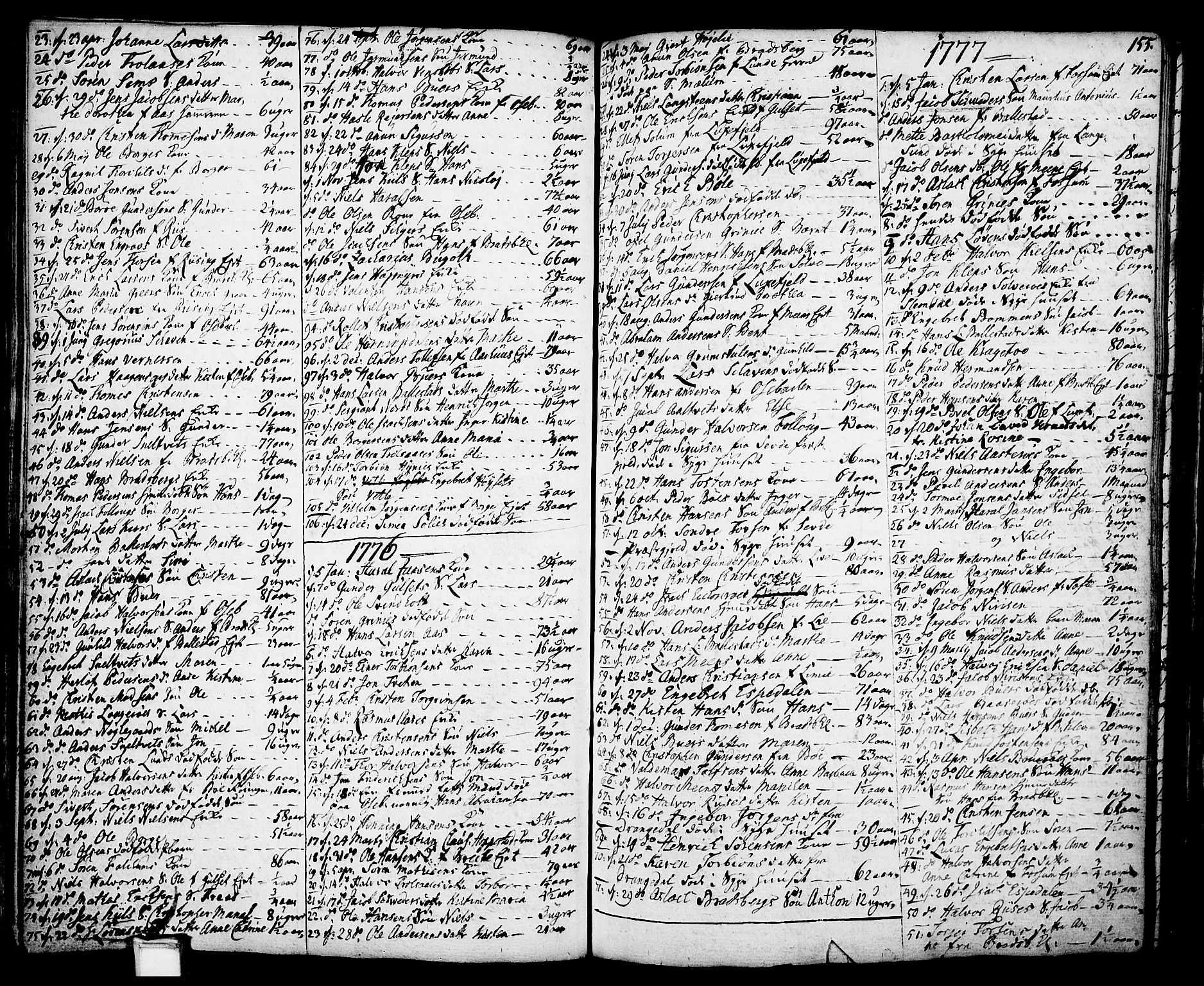 Gjerpen kirkebøker, SAKO/A-265/F/Fa/L0002: Parish register (official) no. I 2, 1747-1795, p. 155