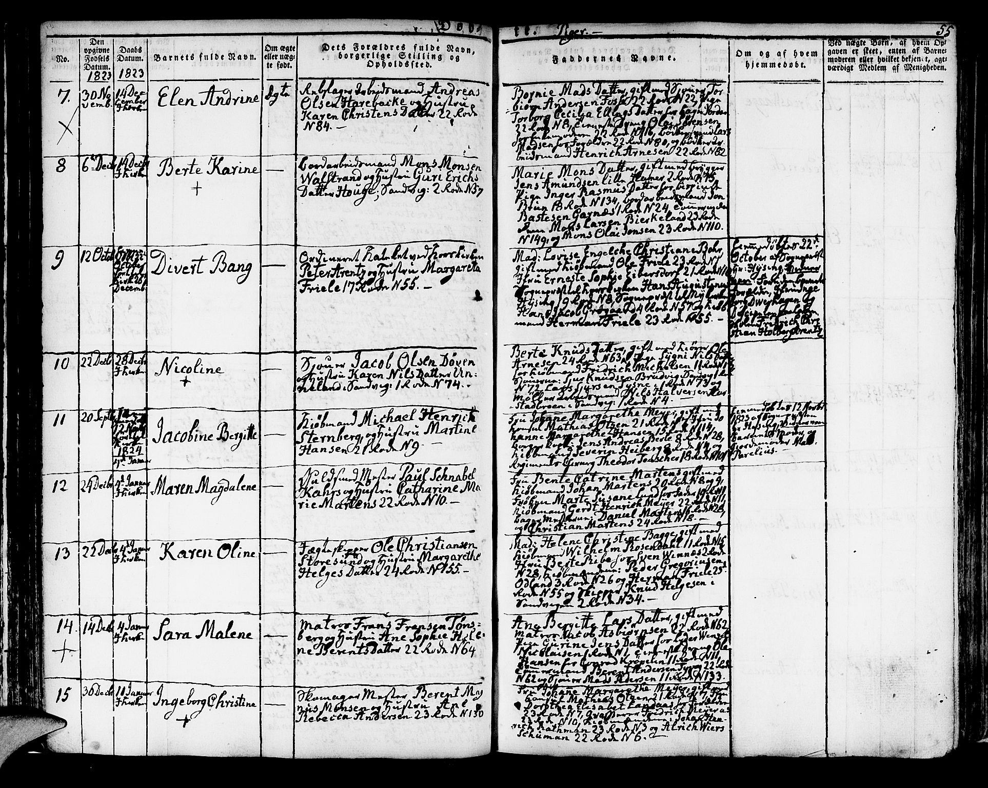 Korskirken sokneprestembete, AV/SAB-A-76101/H/Hab: Parish register (copy) no. A 3, 1821-1831, p. 55