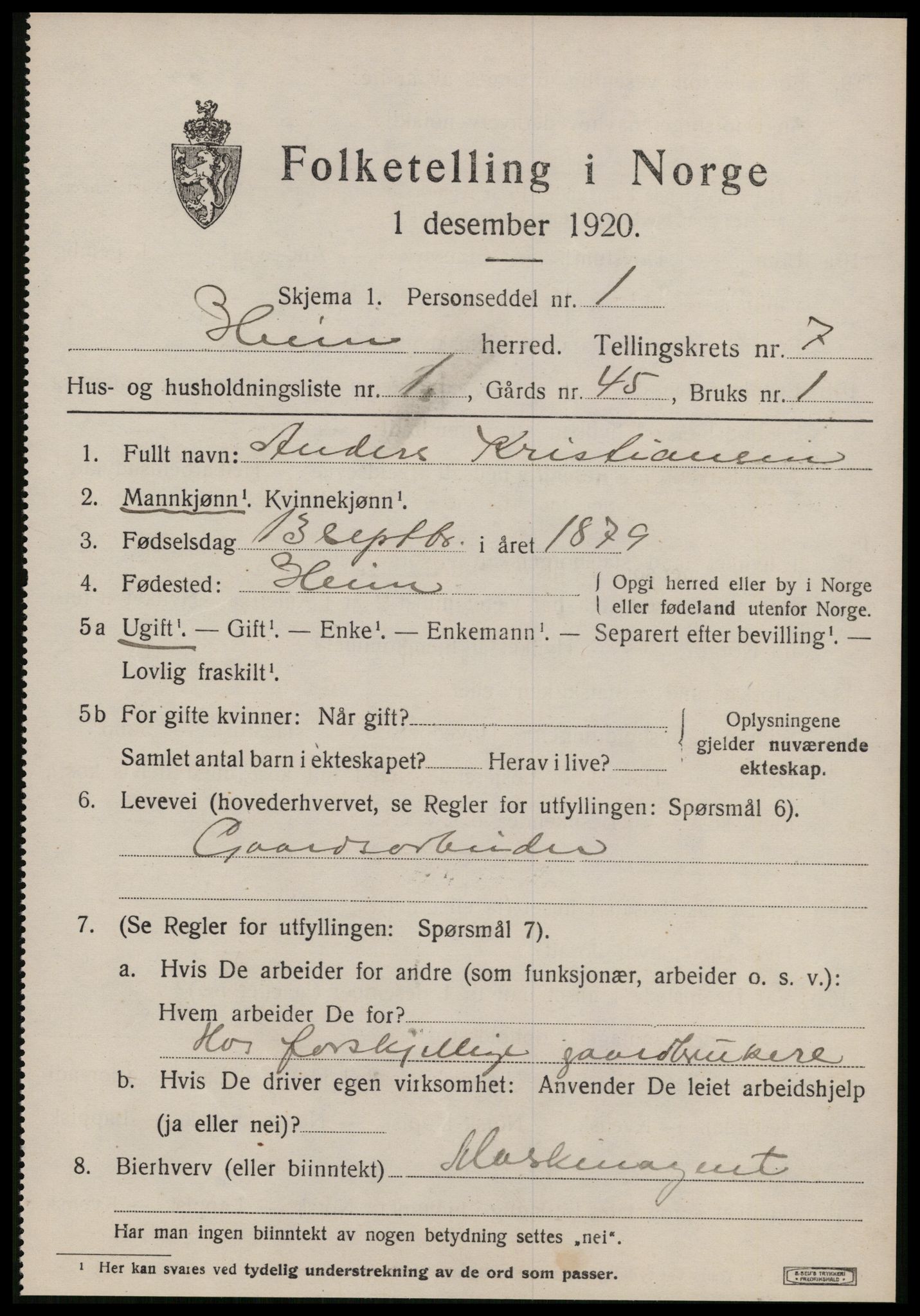 SAT, 1920 census for Heim, 1920, p. 3167