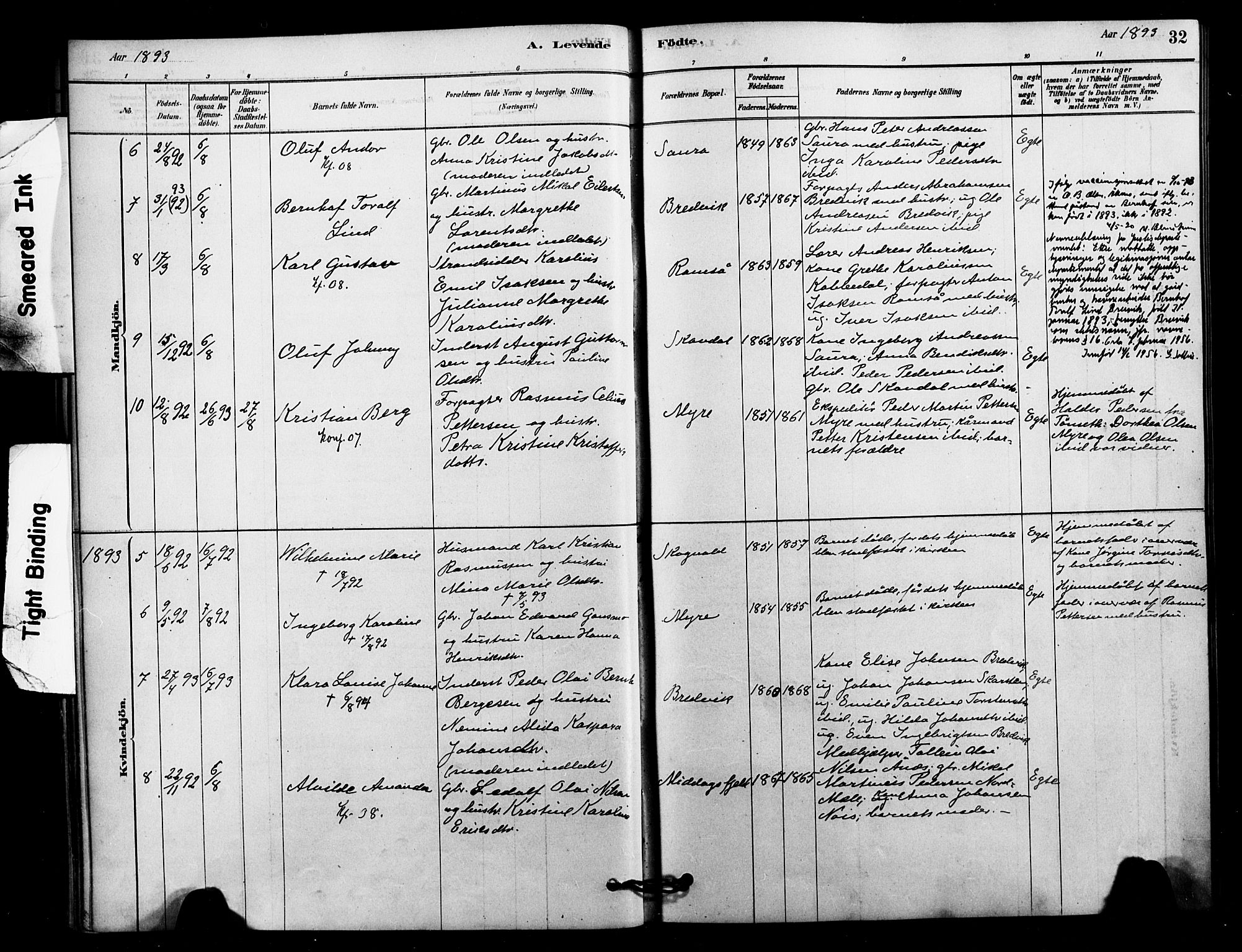 Ministerialprotokoller, klokkerbøker og fødselsregistre - Nordland, AV/SAT-A-1459/897/L1399: Parish register (official) no. 897C06, 1881-1896, p. 32