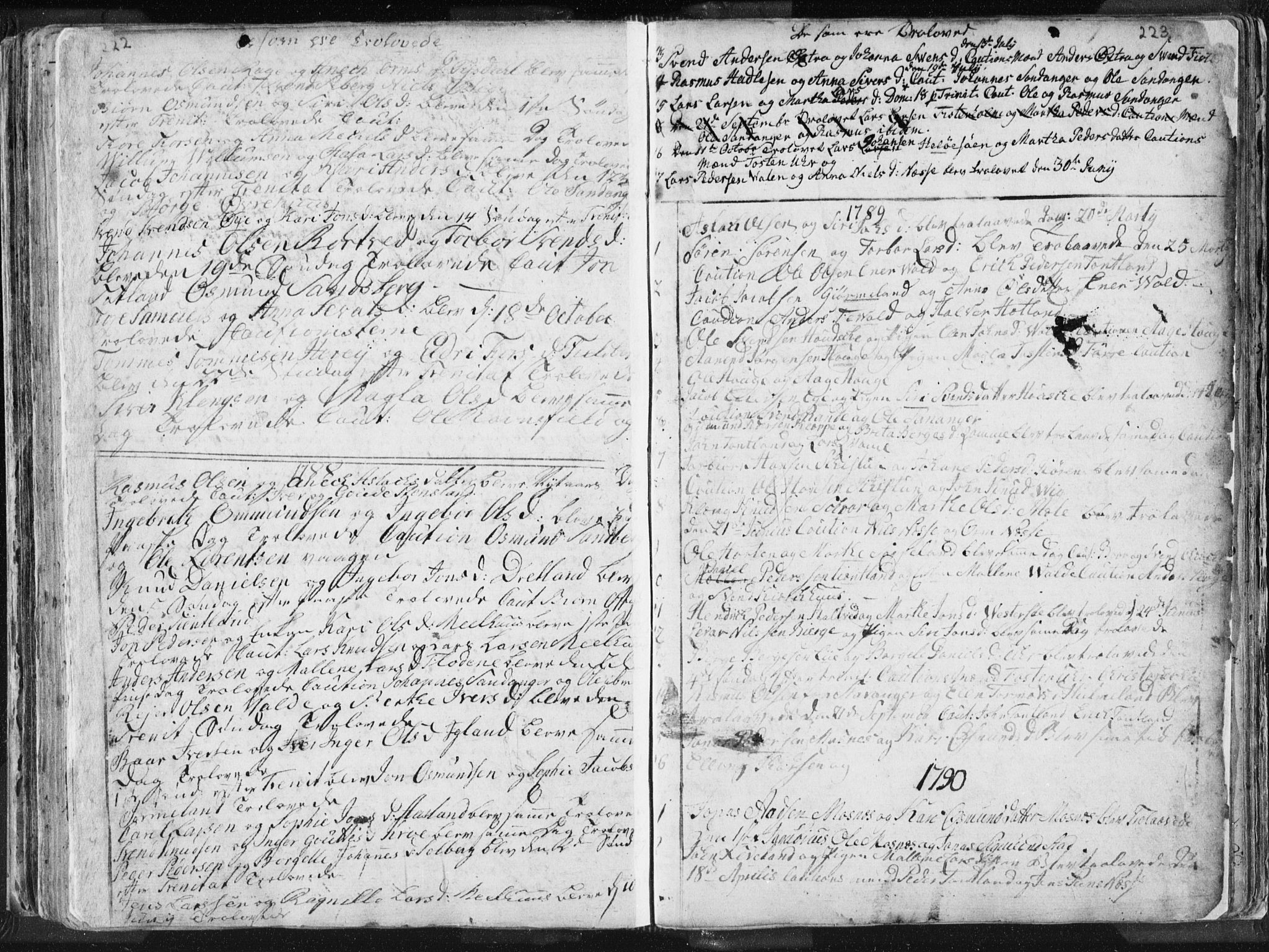 Hjelmeland sokneprestkontor, SAST/A-101843/01/IV/L0001: Parish register (official) no. A 1, 1760-1799, p. 222-223