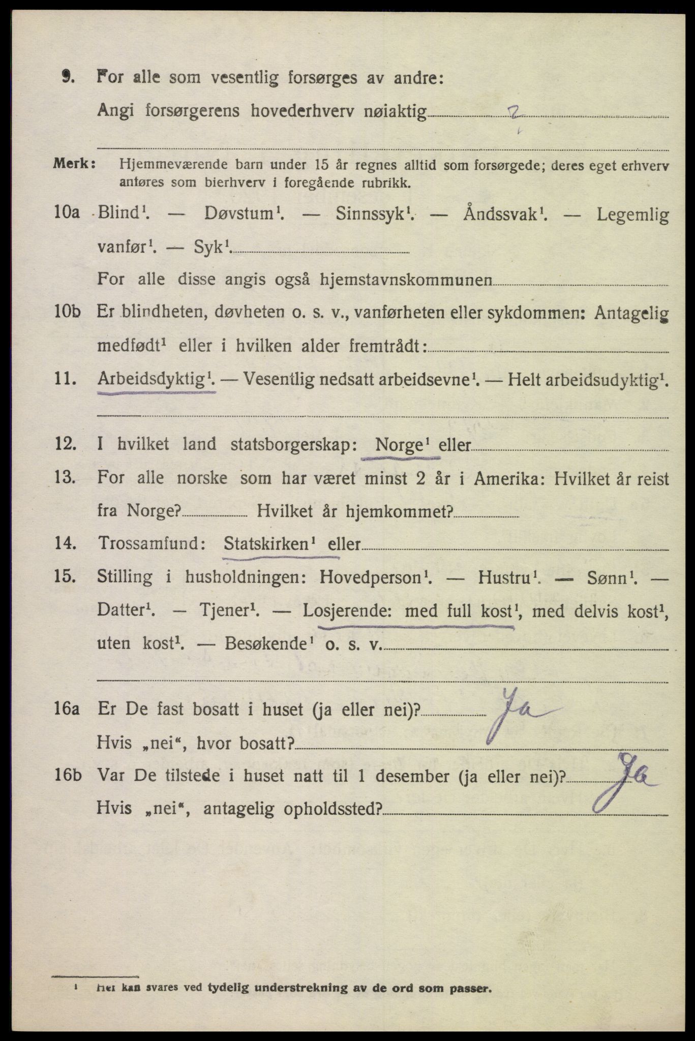 SAK, 1920 census for Søgne, 1920, p. 2210