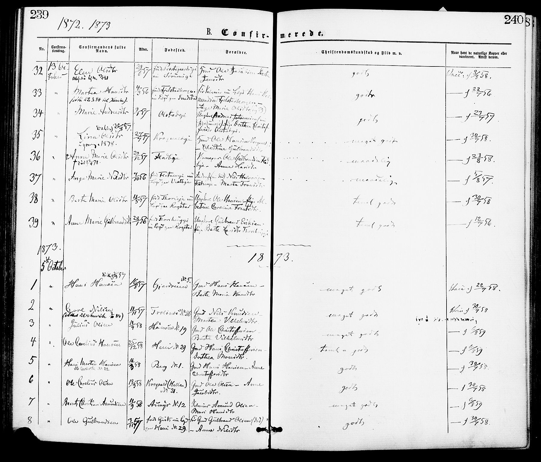 Gjerdrum prestekontor Kirkebøker, SAO/A-10412b/F/Fa/L0008: Parish register (official) no. I 8, 1867-1880, p. 239-240
