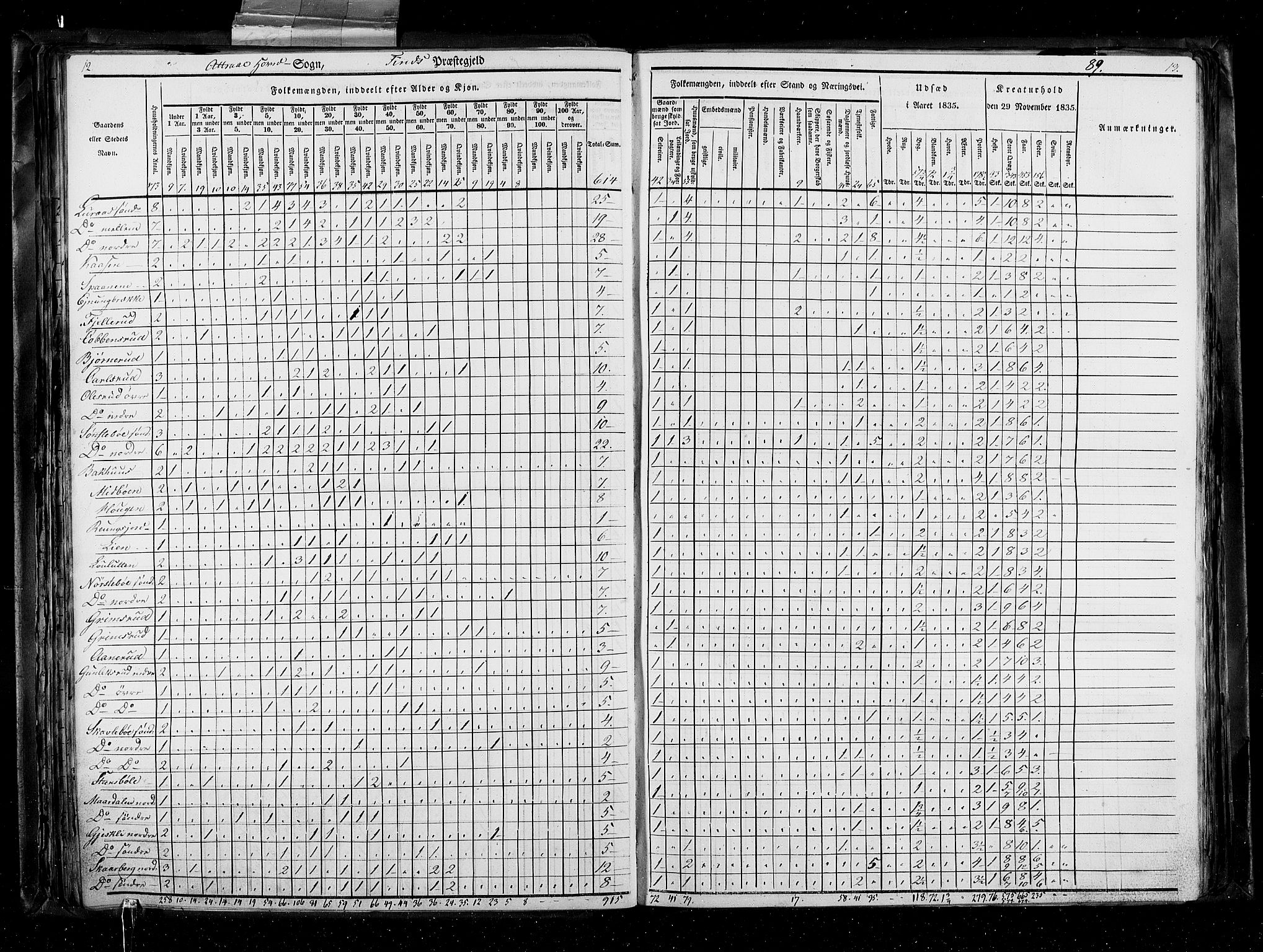 RA, Census 1835, vol. 5: Bratsberg amt og Nedenes og Råbyggelaget amt, 1835, p. 89