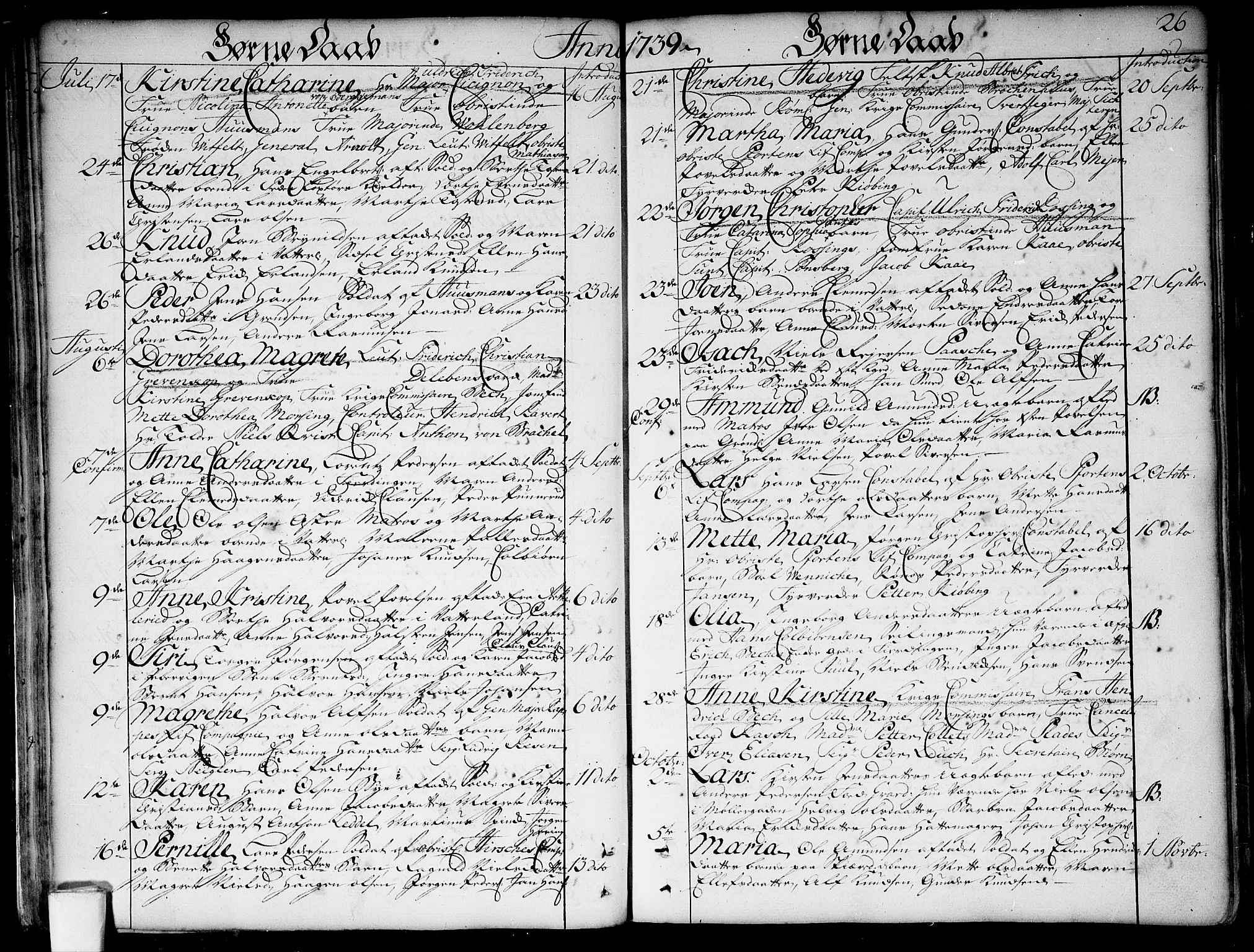 Garnisonsmenigheten Kirkebøker, SAO/A-10846/F/Fa/L0001: Parish register (official) no. 1, 1734-1756, p. 26