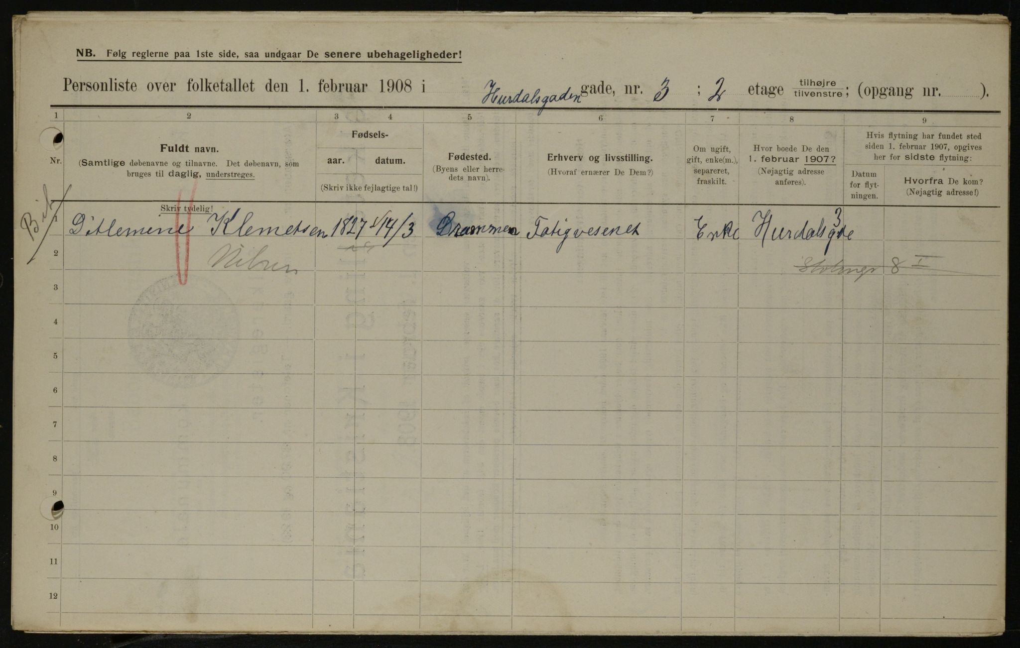 OBA, Municipal Census 1908 for Kristiania, 1908, p. 37966