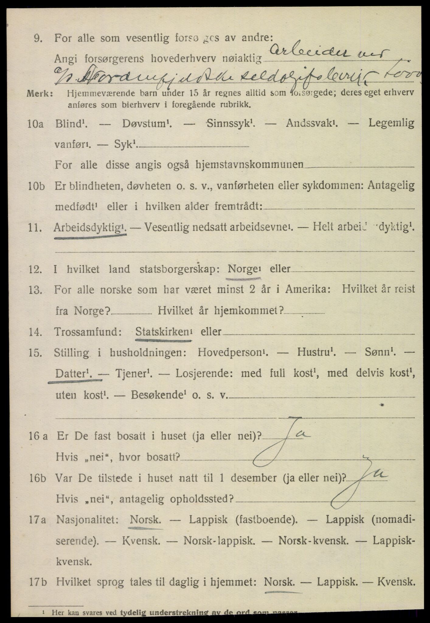 SAT, 1920 census for Nordvik, 1920, p. 3589