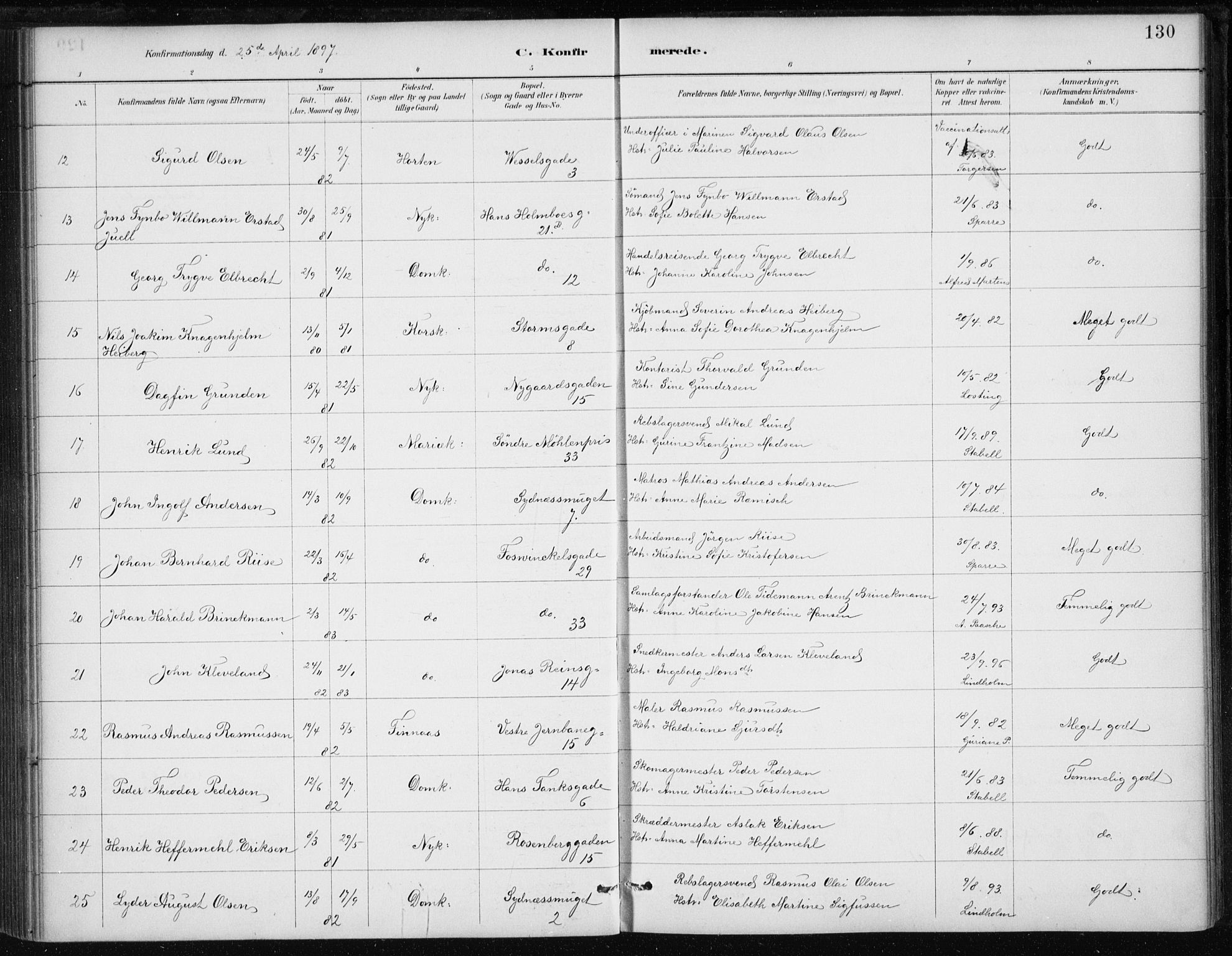 Johanneskirken sokneprestembete, AV/SAB-A-76001/H/Haa/L0008: Parish register (official) no. C 1, 1885-1907, p. 130