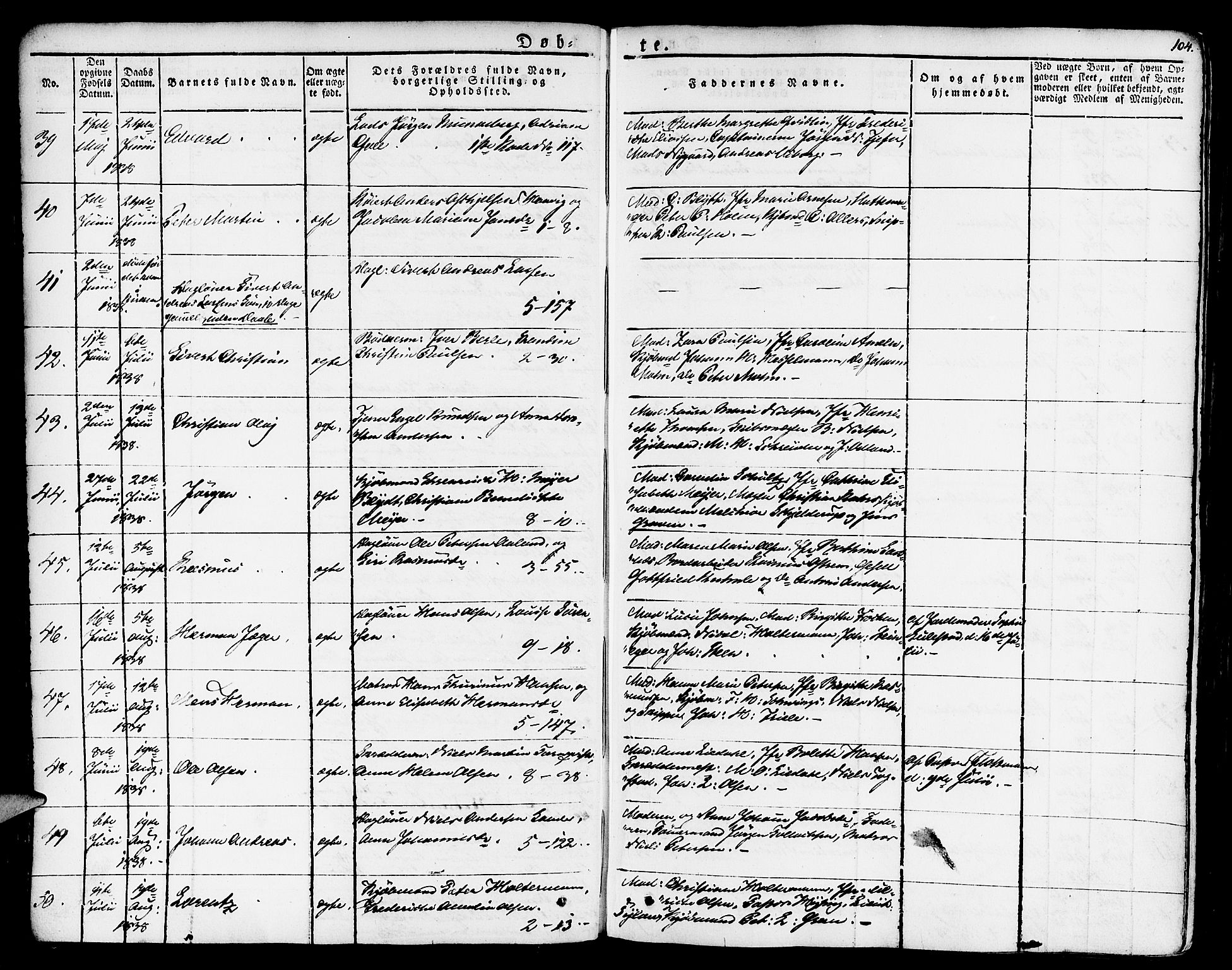 Nykirken Sokneprestembete, SAB/A-77101/H/Haa/L0012: Parish register (official) no. A 12, 1821-1844, p. 104