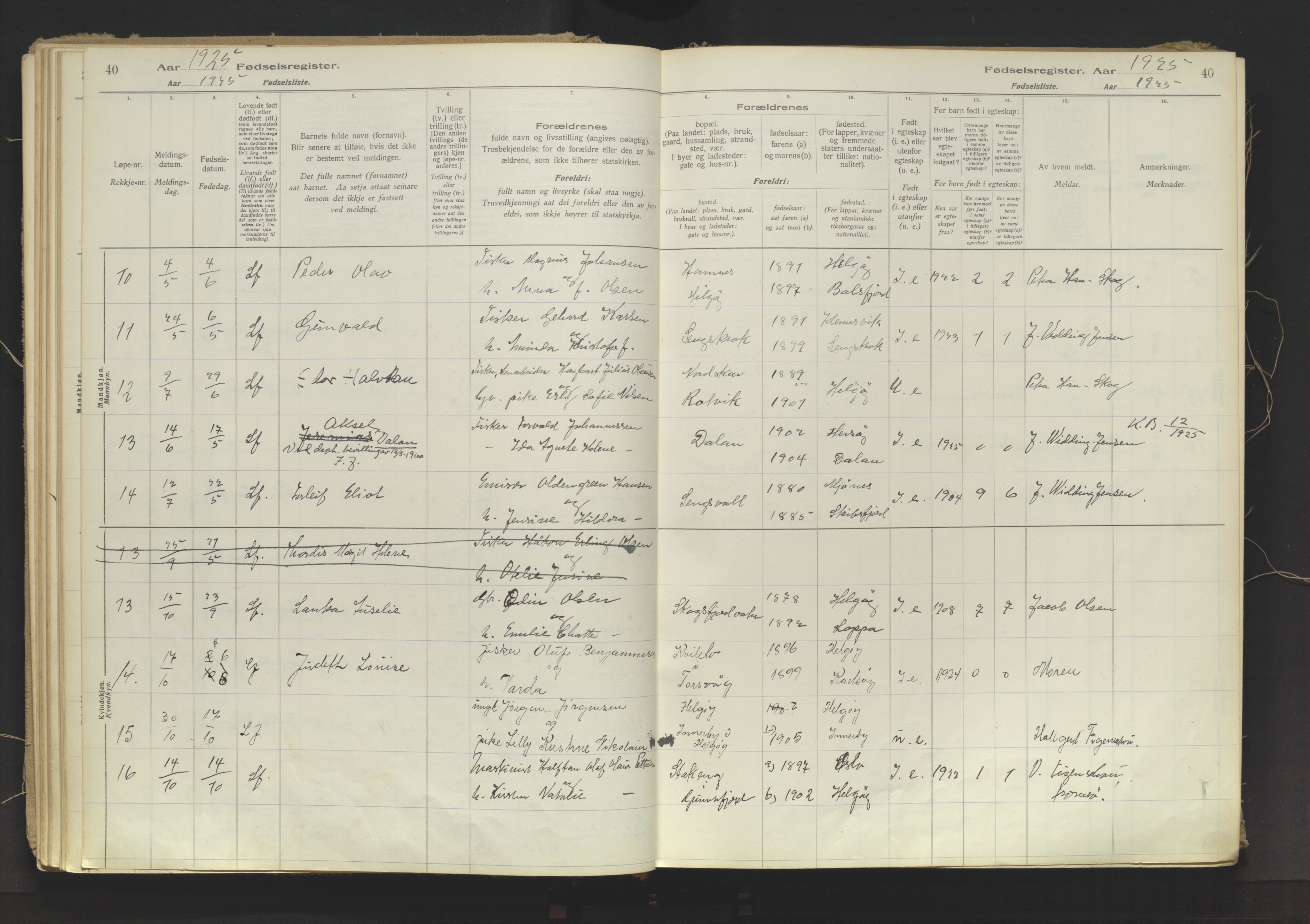 Karlsøy sokneprestembete, SATØ/S-1299/I/Ic/L0067: Birth register no. 67, 1916-1958, p. 40