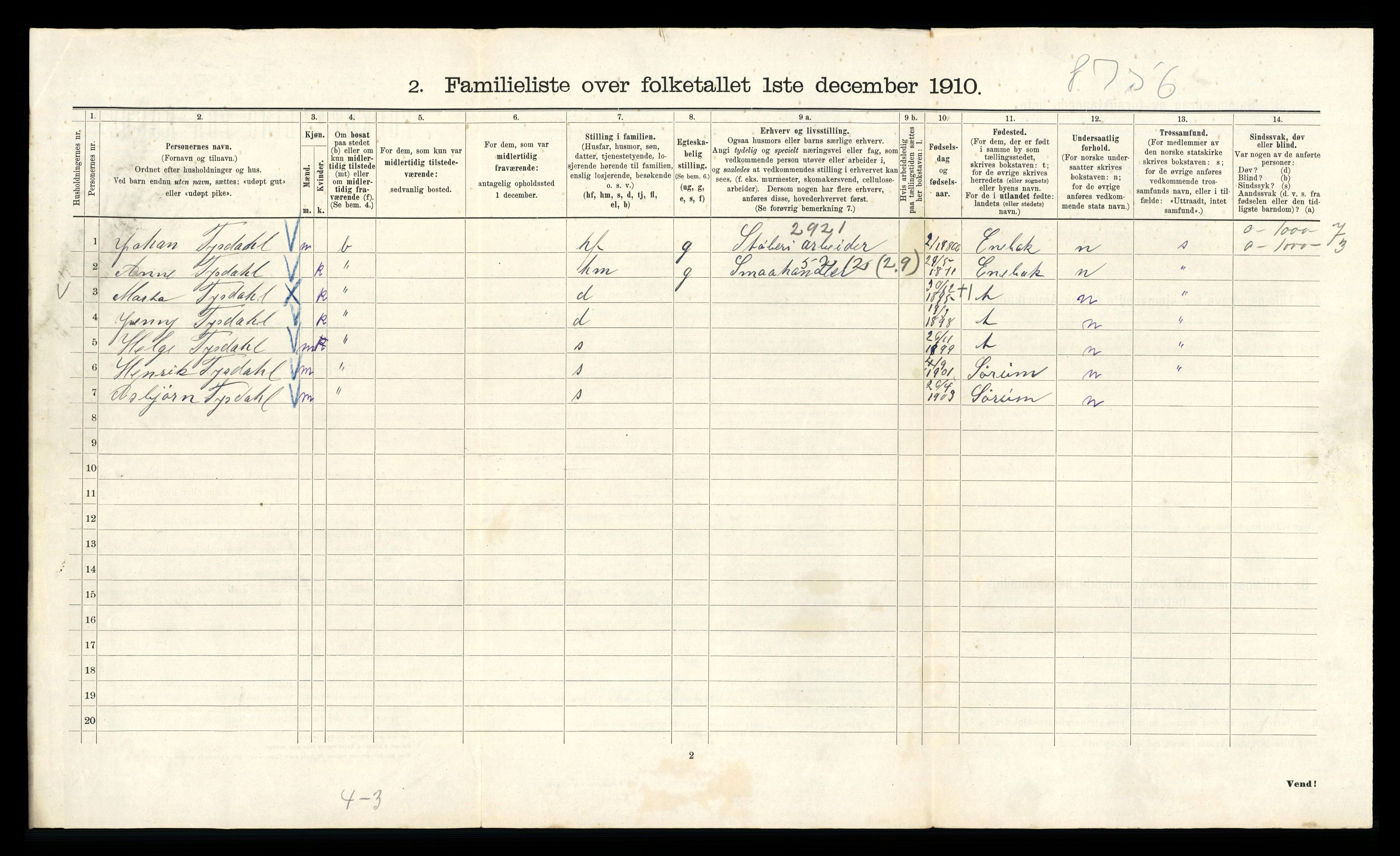 RA, 1910 census for Kristiania, 1910, p. 69378