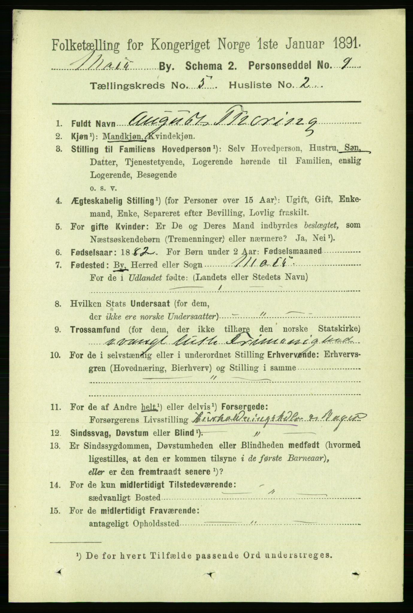 RA, 1891 census for 0104 Moss, 1891, p. 3055