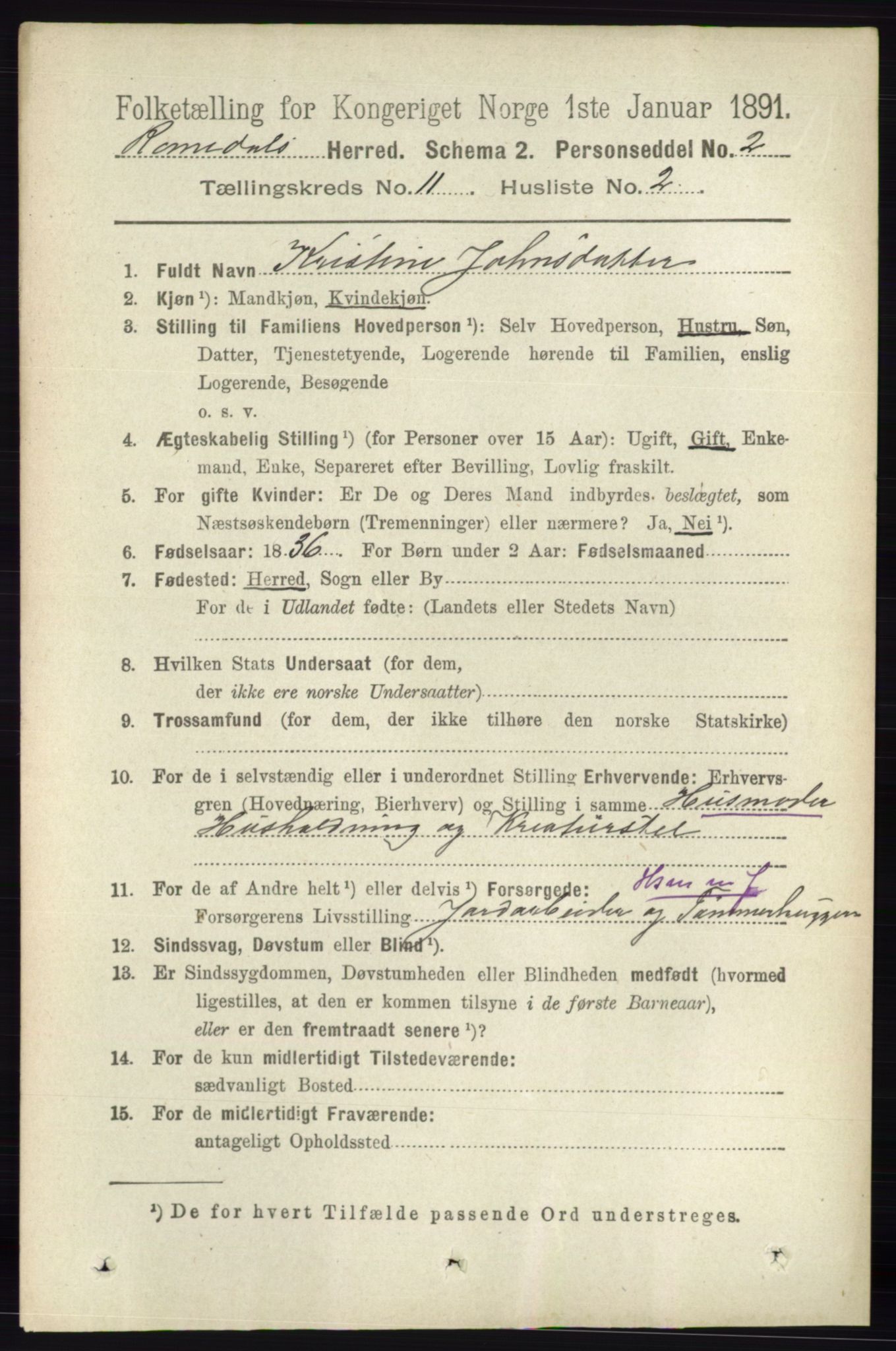 RA, 1891 census for 0416 Romedal, 1891, p. 5406