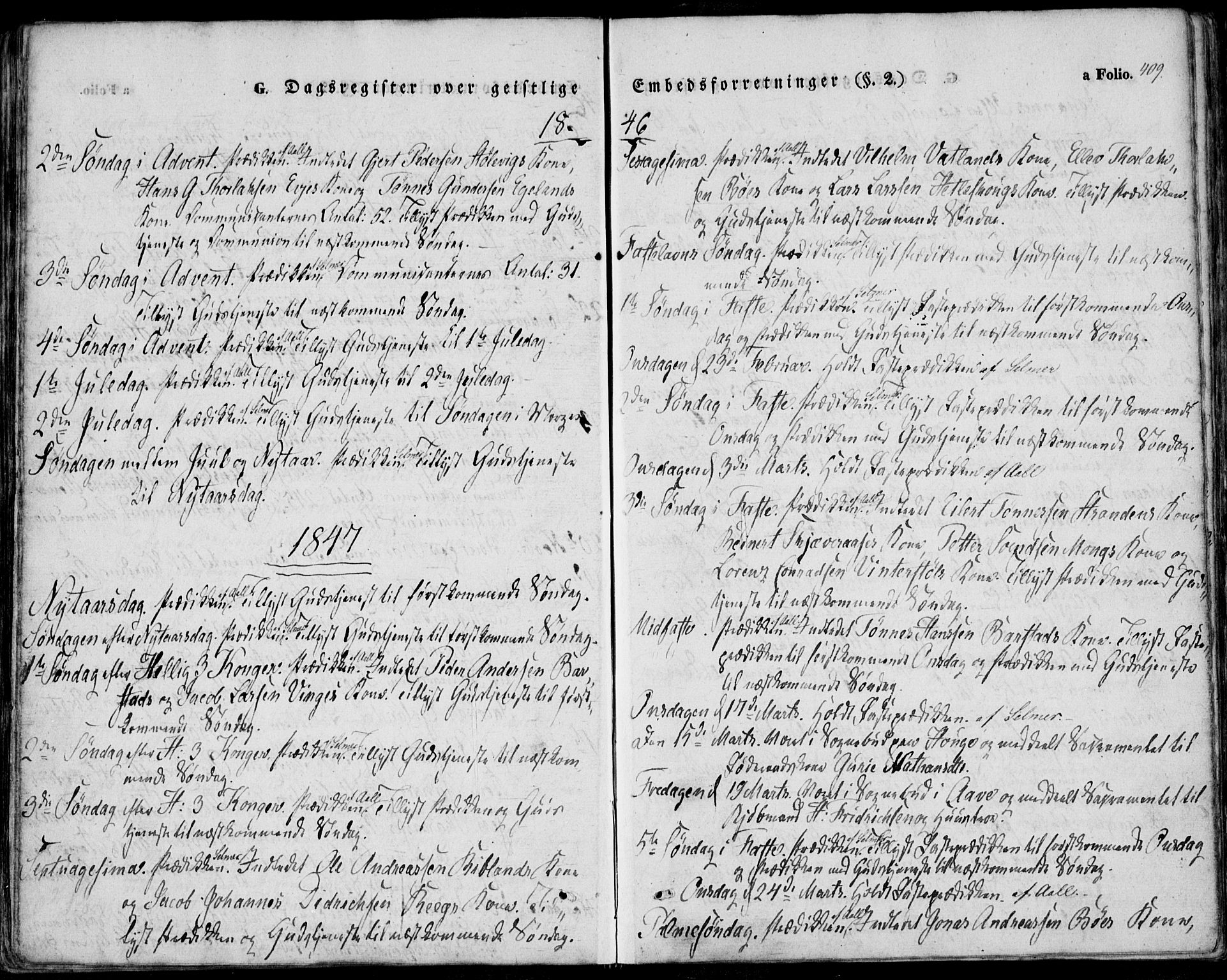 Sokndal sokneprestkontor, SAST/A-101808: Parish register (official) no. A 8.2, 1842-1857, p. 409