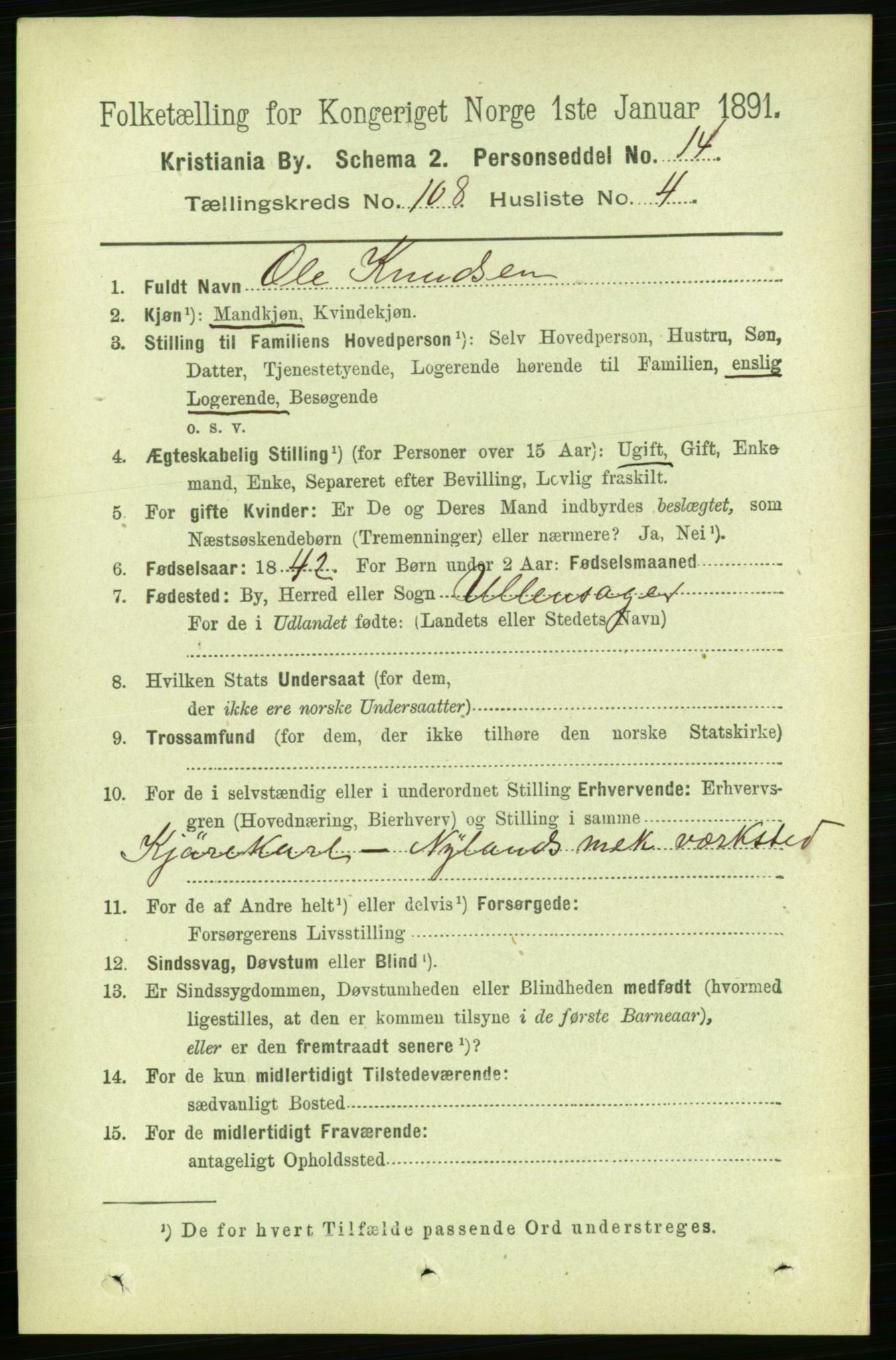 RA, 1891 census for 0301 Kristiania, 1891, p. 55583