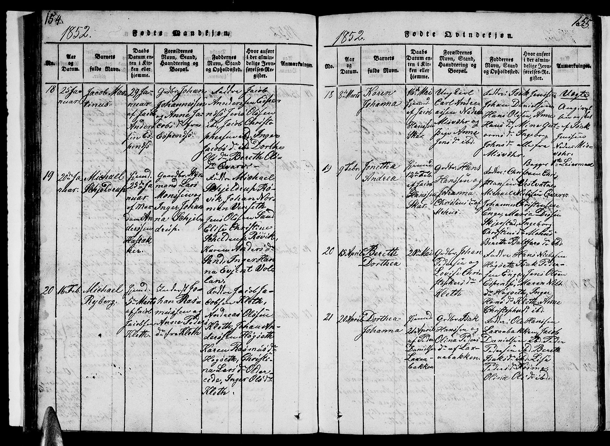 Ministerialprotokoller, klokkerbøker og fødselsregistre - Nordland, AV/SAT-A-1459/852/L0752: Parish register (copy) no. 852C03, 1840-1855, p. 154-155