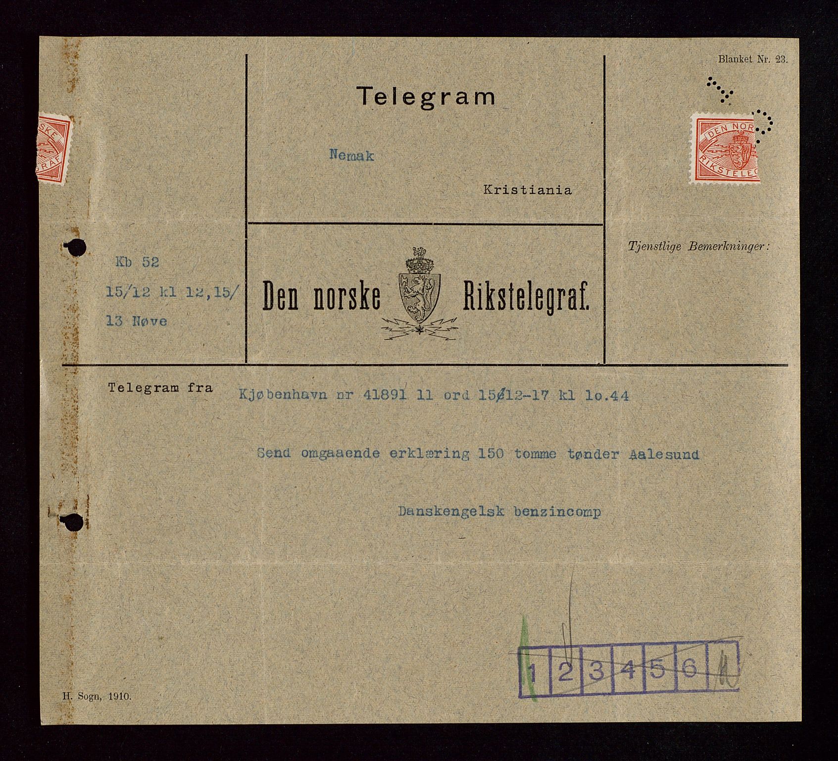 Pa 1521 - A/S Norske Shell, AV/SAST-A-101915/E/Ea/Eaa/L0002: Sjefskorrespondanse, 1917-1918, p. 284