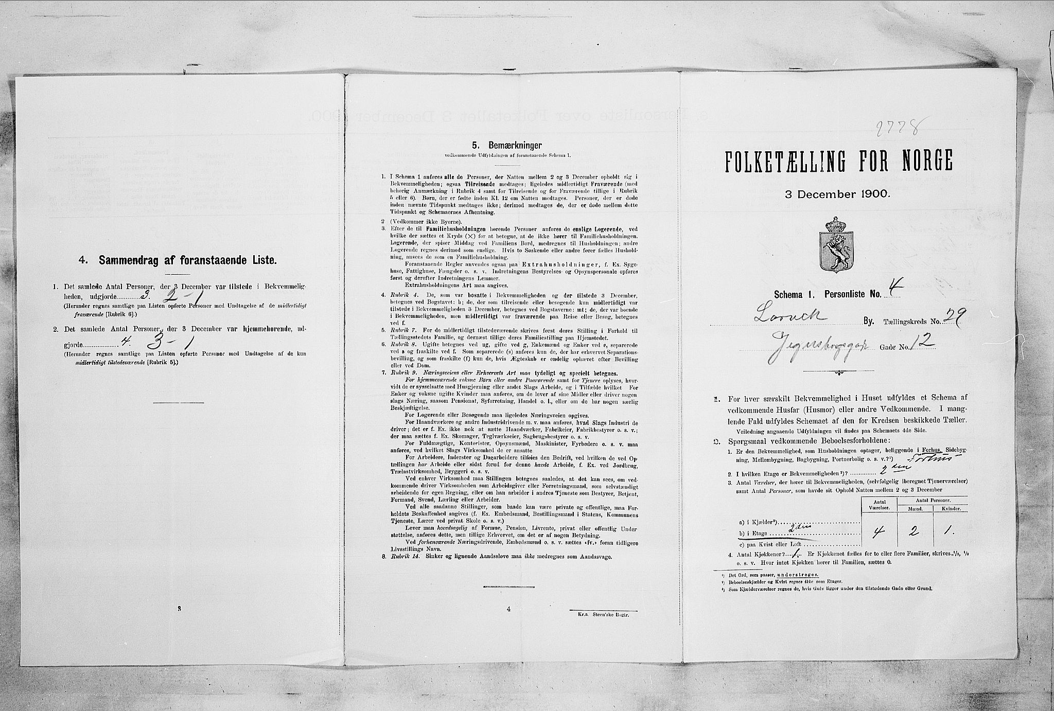 RA, 1900 census for Larvik, 1900, p. 3258