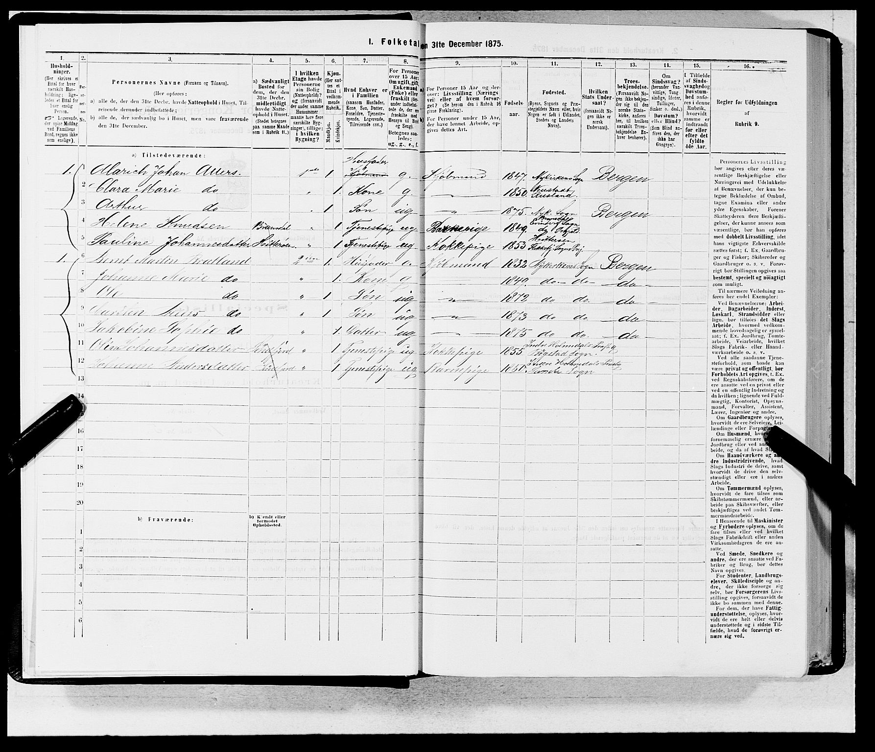 SAB, 1875 census for 1301 Bergen, 1875, p. 14