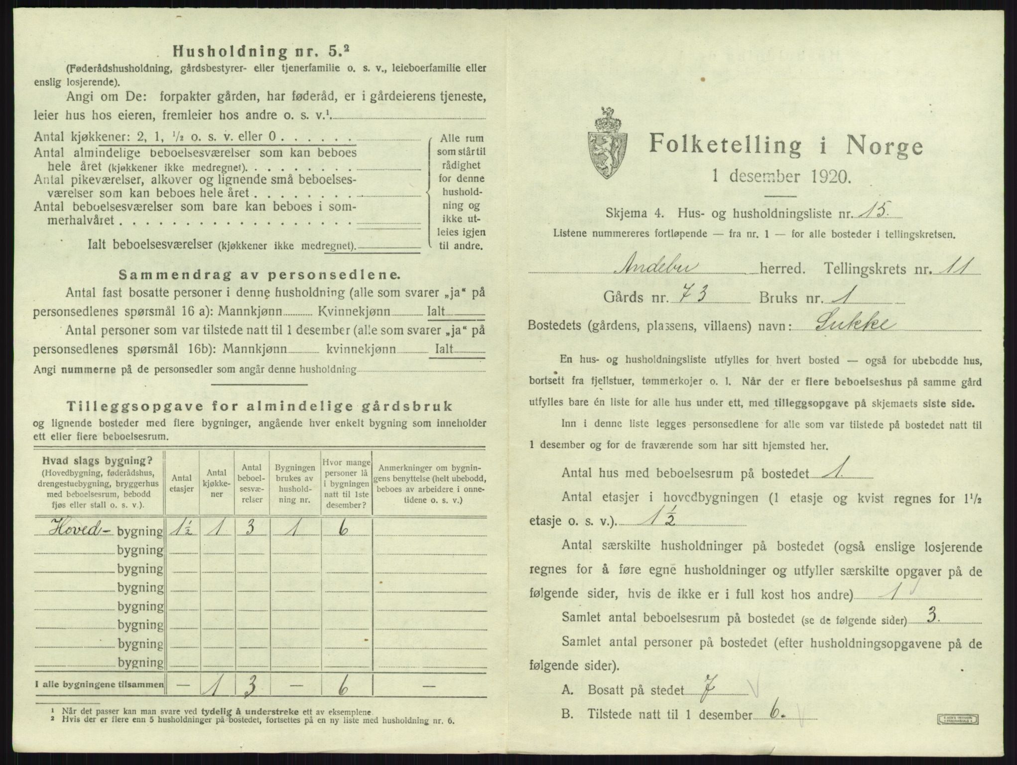 SAKO, 1920 census for Andebu, 1920, p. 619