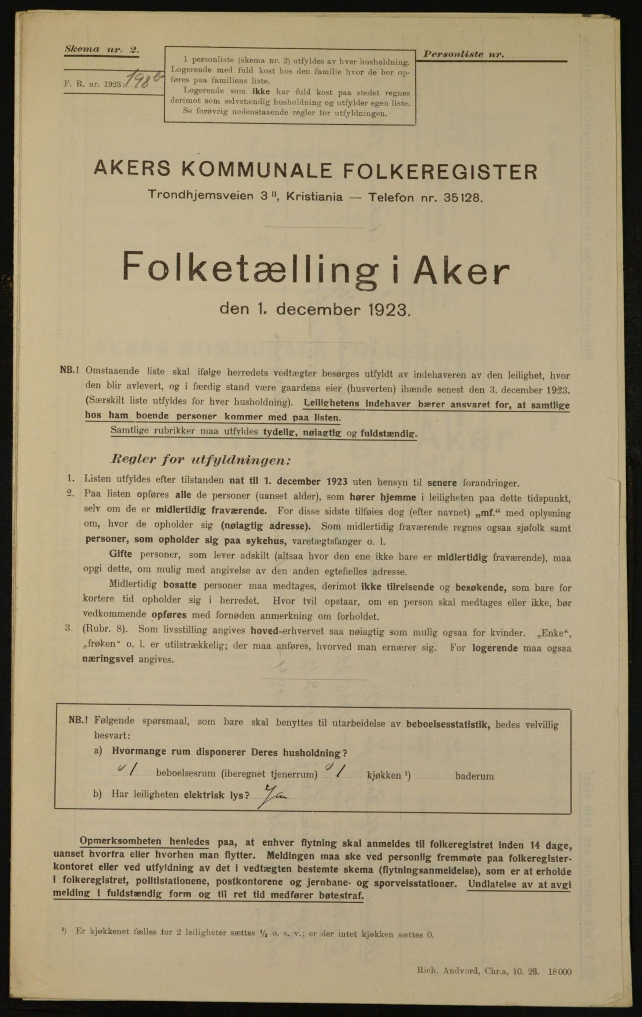 , Municipal Census 1923 for Aker, 1923, p. 23480