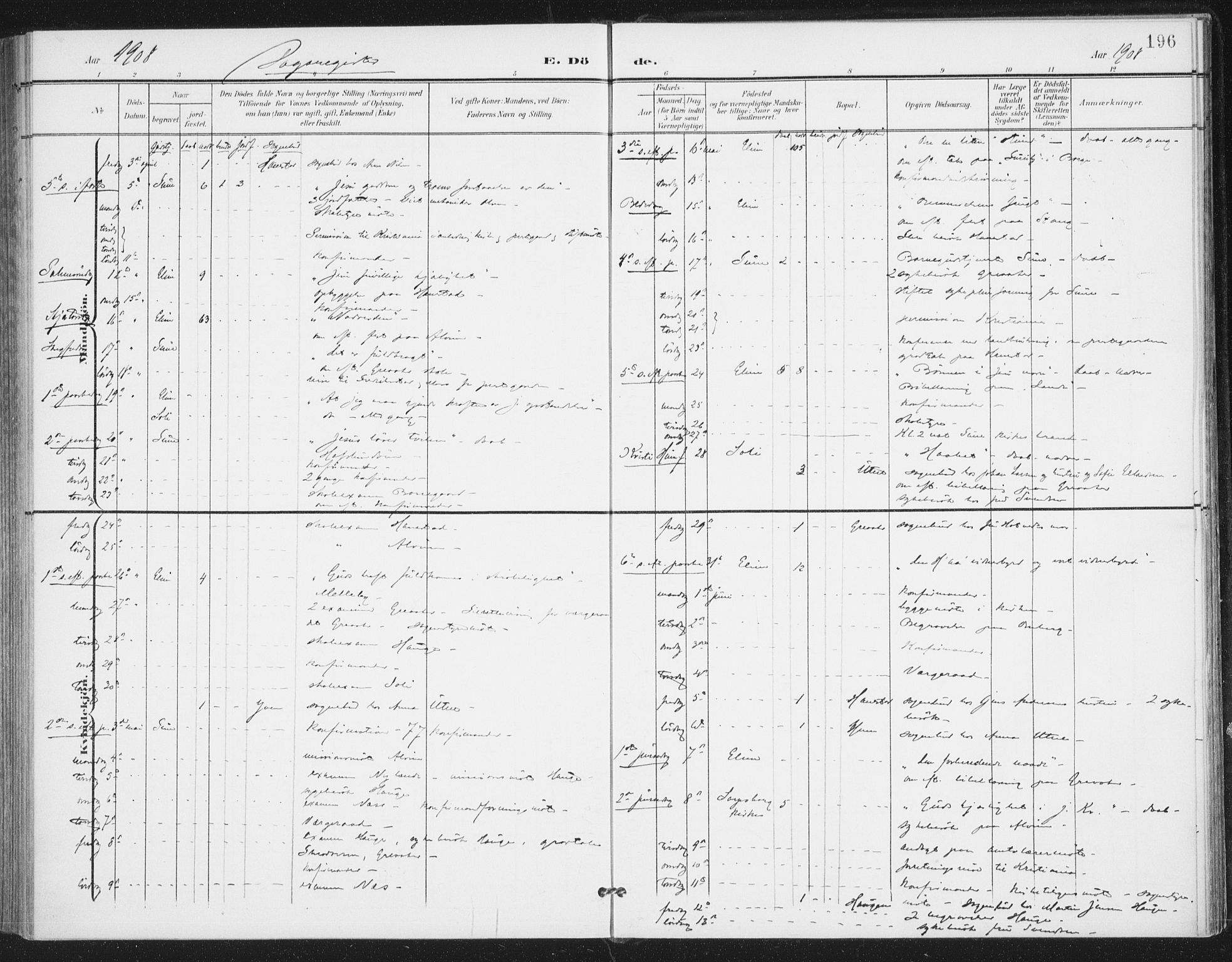 Rolvsøy prestekontor Kirkebøker, AV/SAO-A-2004/F/Fa/L0001: Parish register (official) no. 1, 1901-1909, p. 196