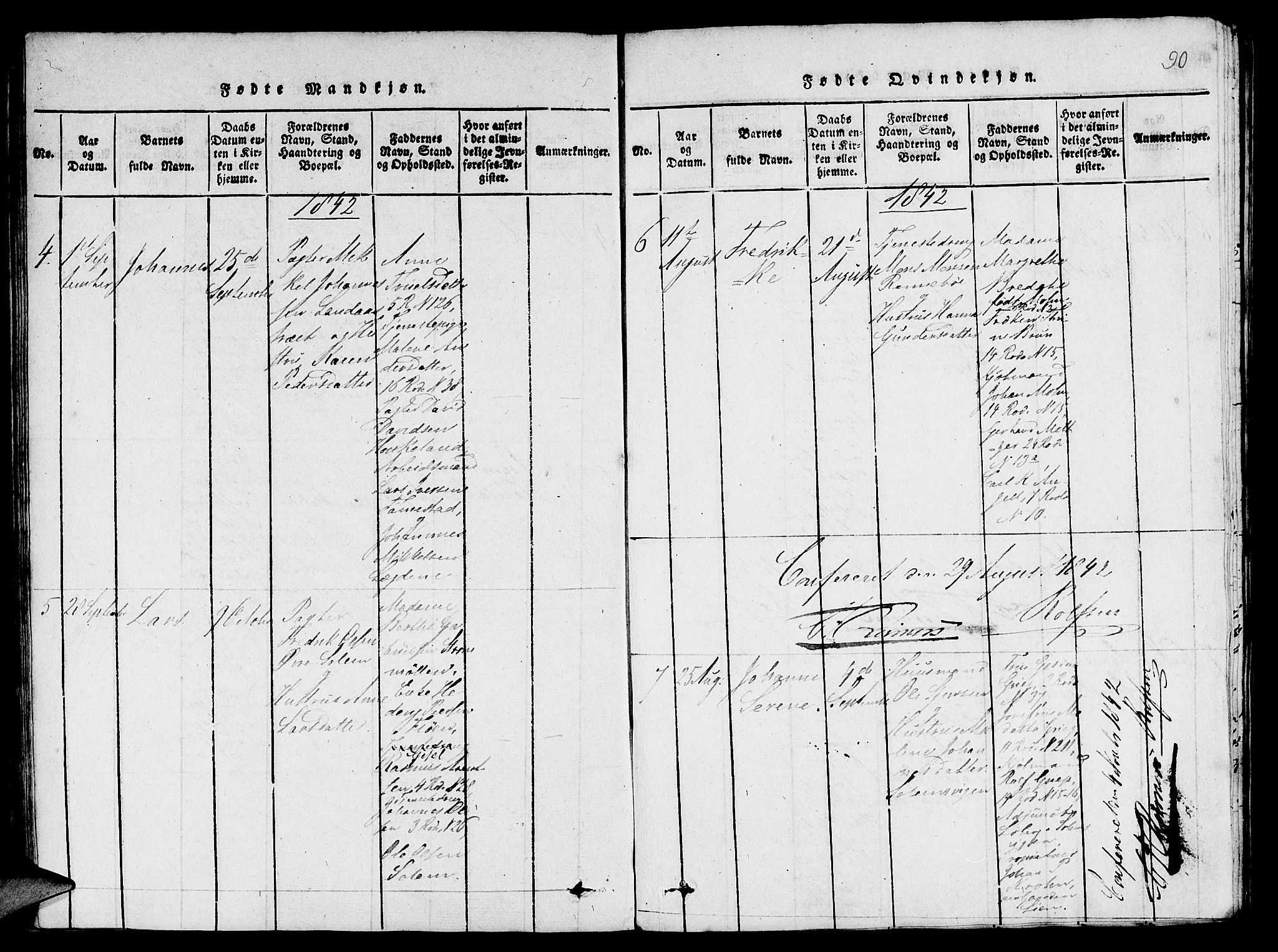 St. Jørgens hospital og Årstad sokneprestembete, AV/SAB-A-99934: Parish register (copy) no. A 1, 1816-1843, p. 90