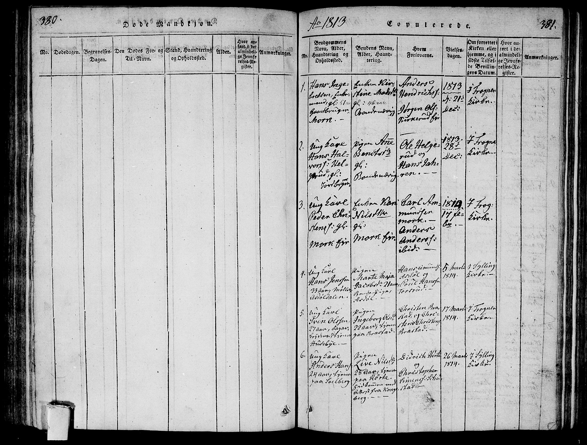 Lier kirkebøker, AV/SAKO-A-230/F/Fa/L0008: Parish register (official) no. I 8, 1813-1825, p. 380-381