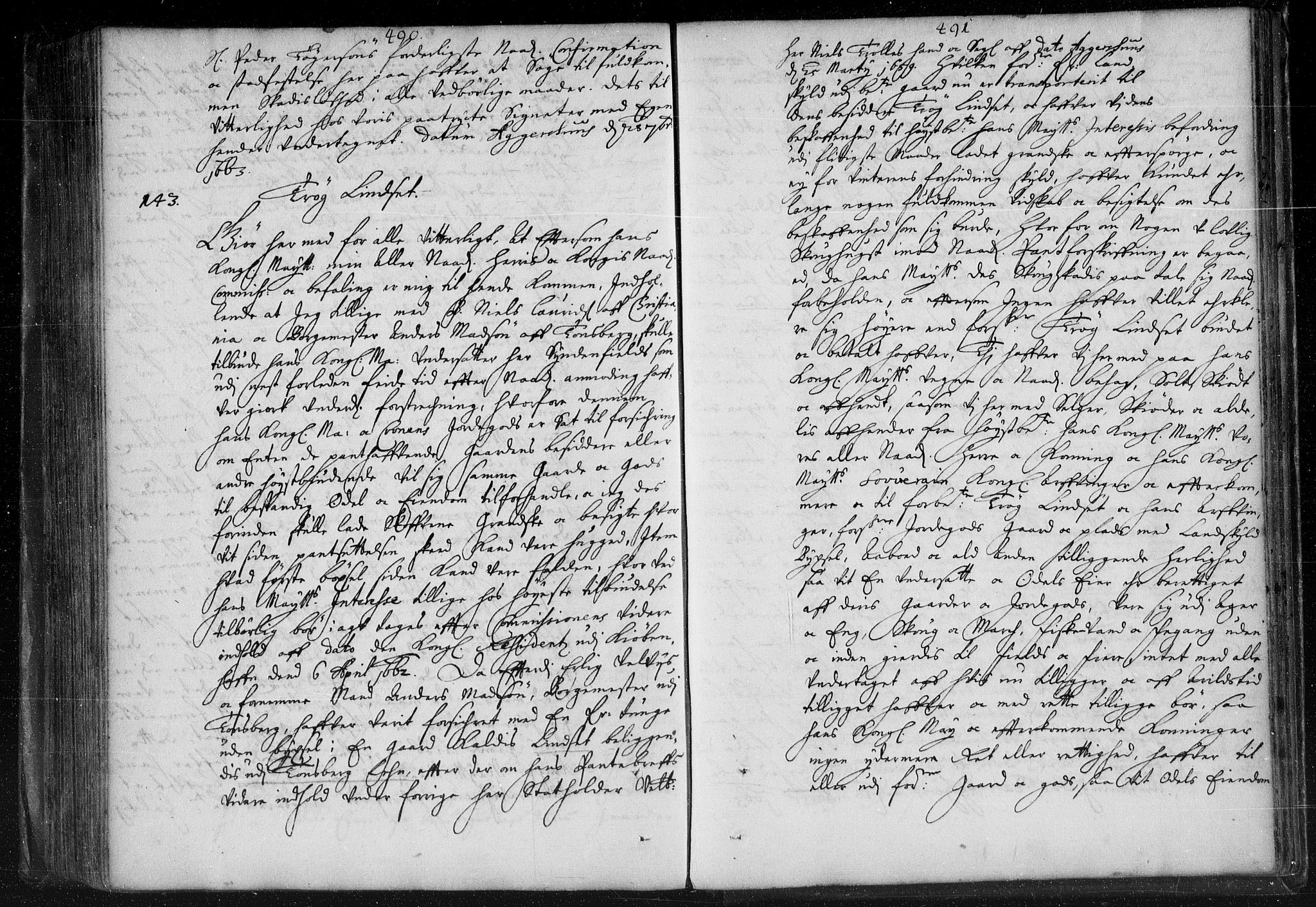 Stattholderembetet 1572-1771, AV/RA-EA-2870/Bb/L0007: Skjøteprotokoll, 1663-1668, p. 490-491