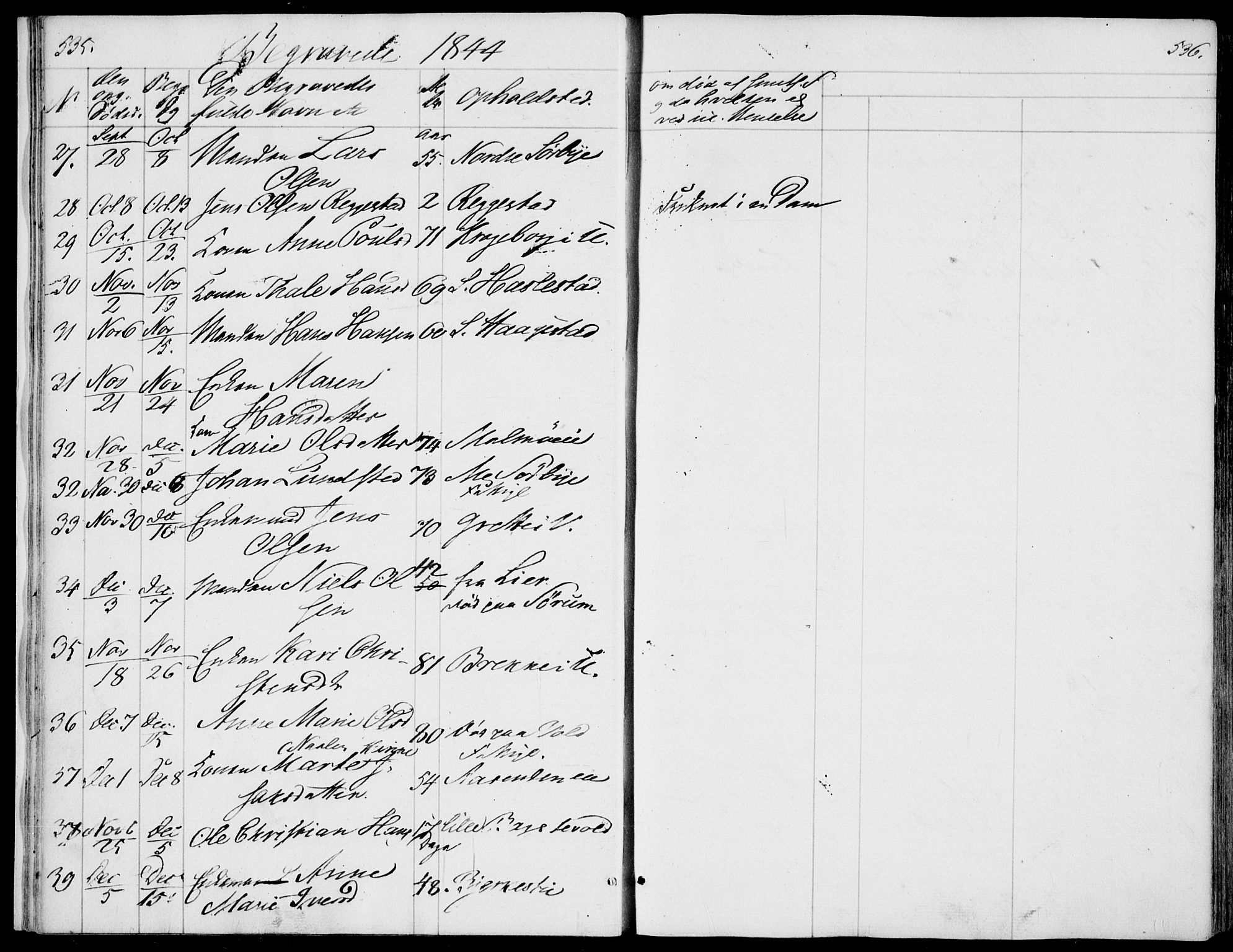 Våle kirkebøker, AV/SAKO-A-334/F/Fa/L0009b: Parish register (official) no. I 9B, 1841-1860, p. 535-536