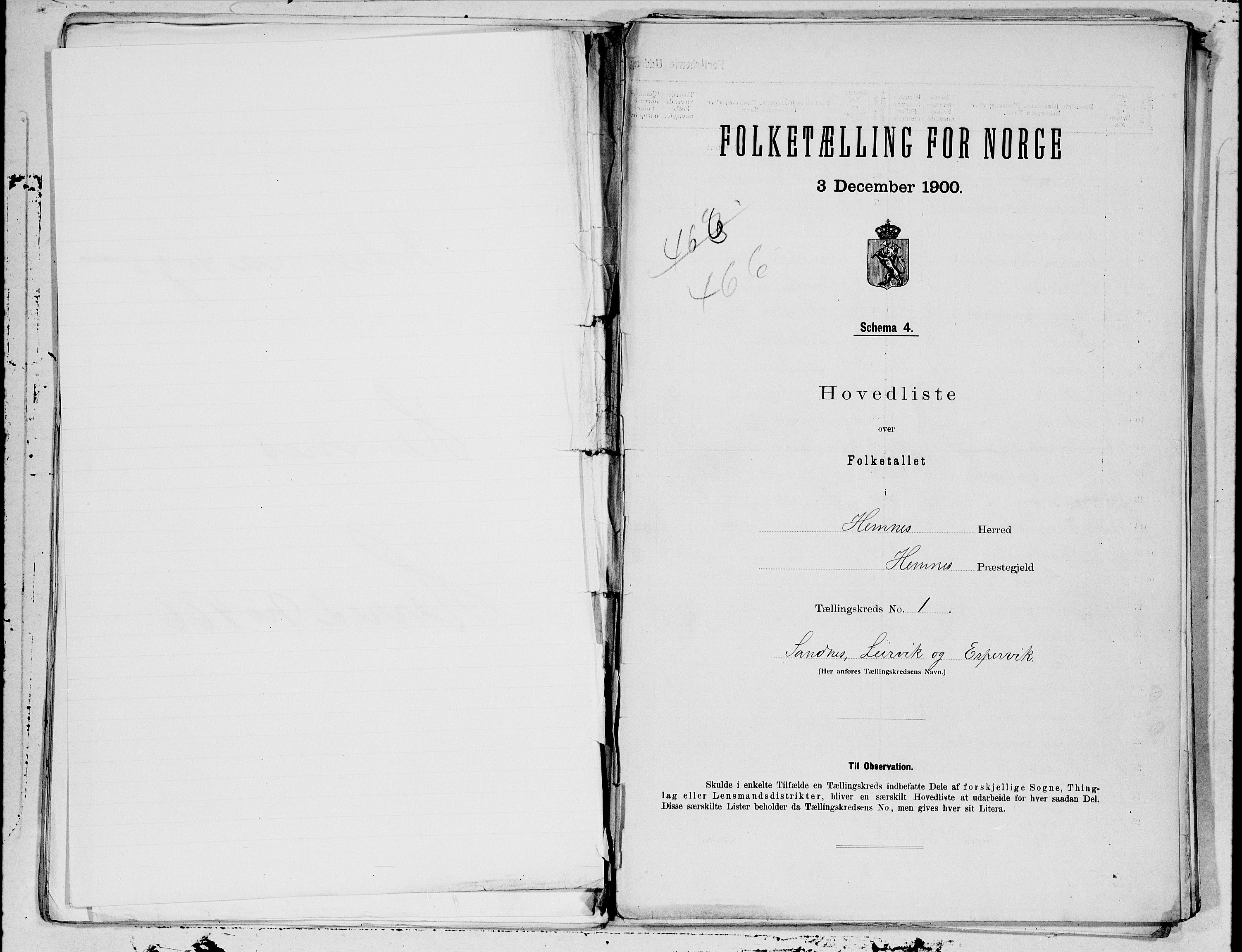 SAT, 1900 census for Hemnes, 1900, p. 2