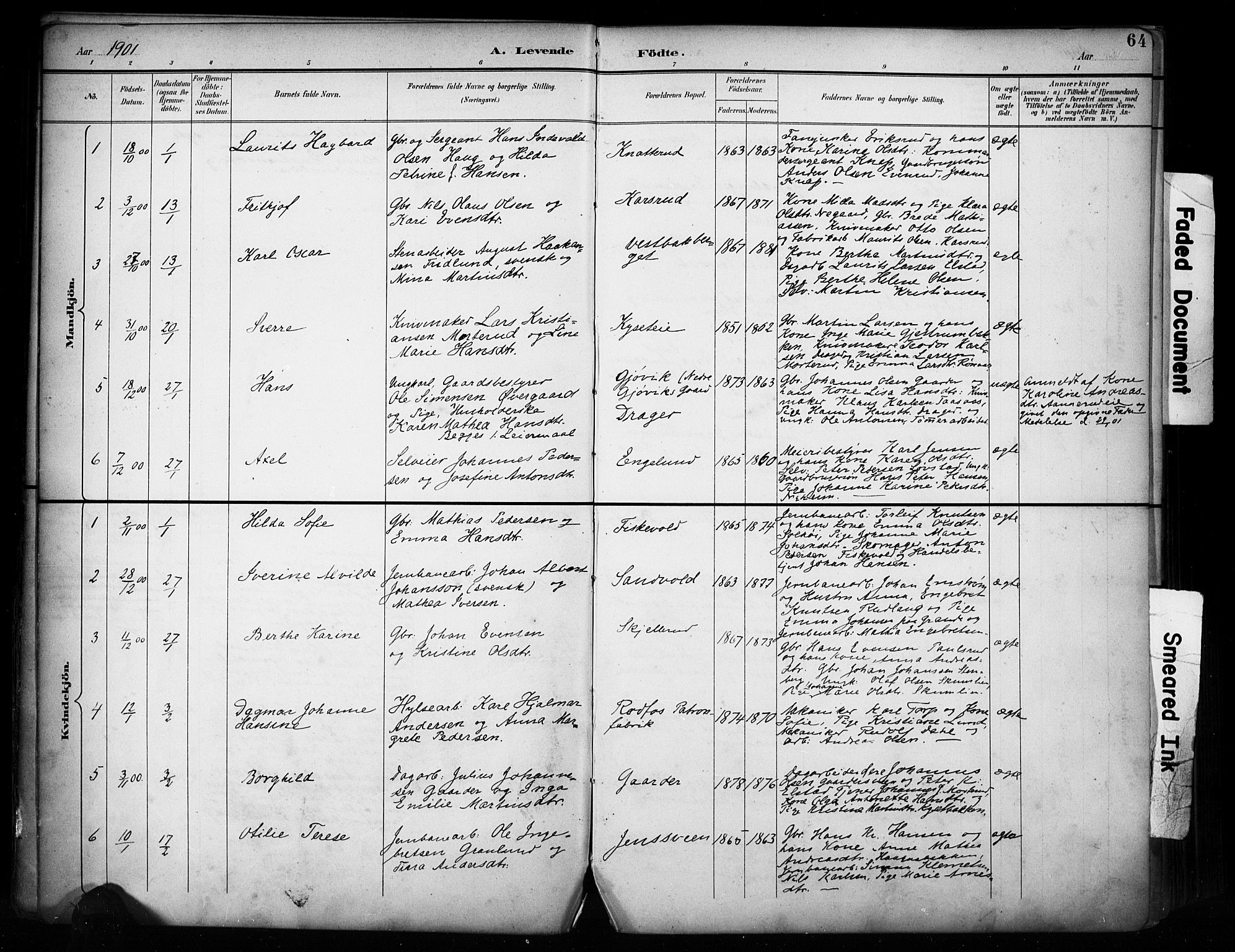Vestre Toten prestekontor, SAH/PREST-108/H/Ha/Haa/L0011: Parish register (official) no. 11, 1895-1906, p. 64