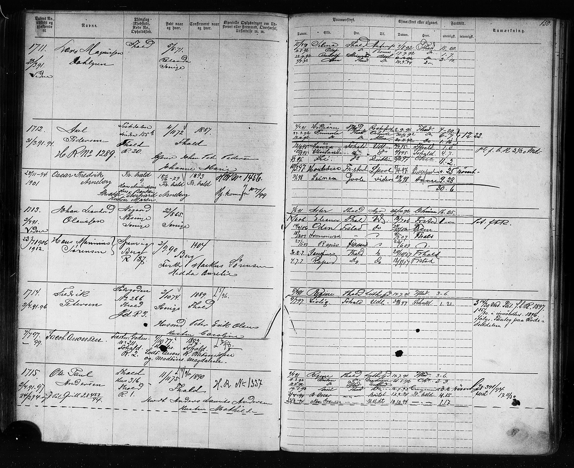 Halden mønstringskontor, AV/SAO-A-10569a/F/Fc/Fca/L0005: Annotasjonsrulle, 1875-1910, p. 155