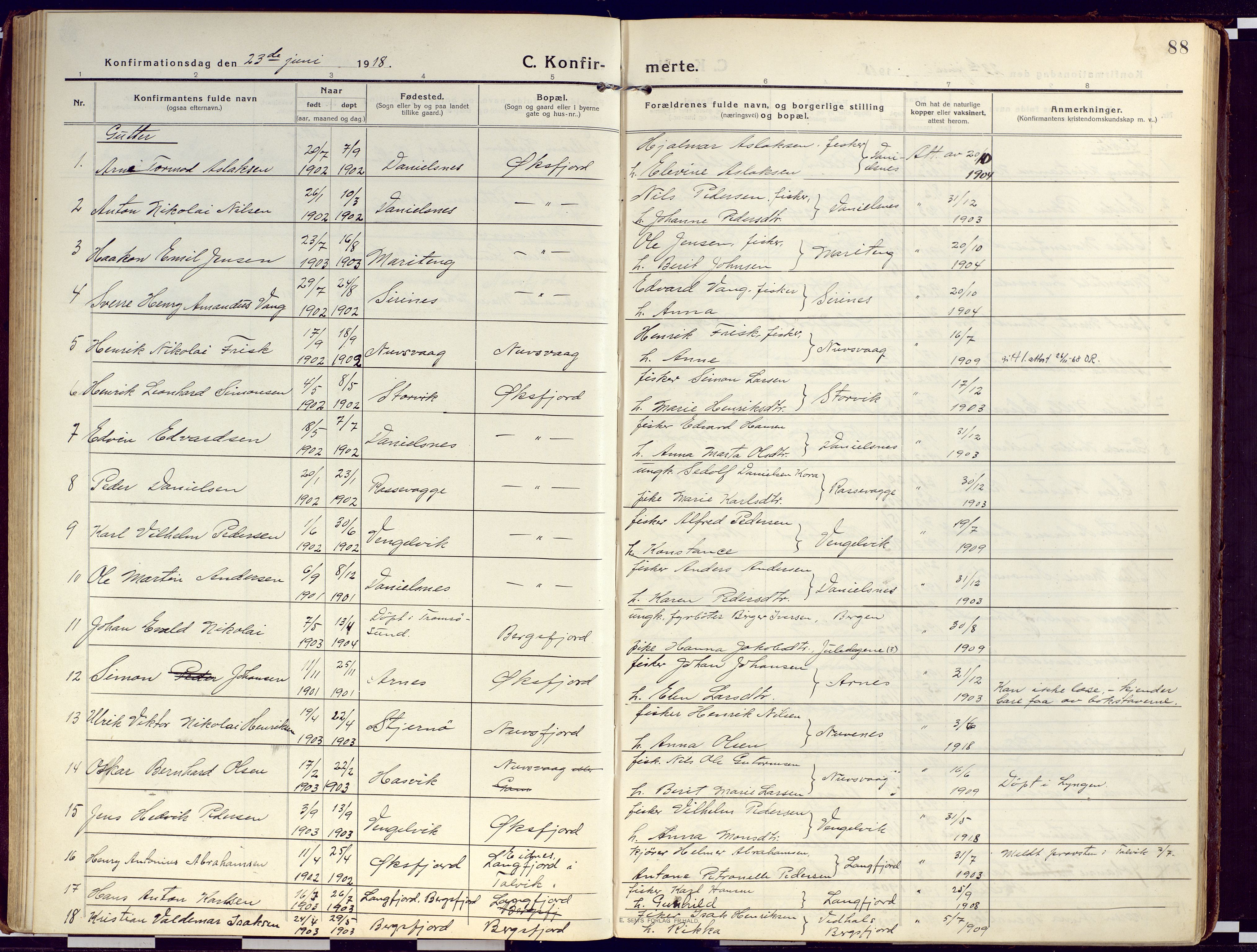 Loppa sokneprestkontor, SATØ/S-1339/H/Ha/L0012kirke: Parish register (official) no. 12, 1917-1932, p. 88