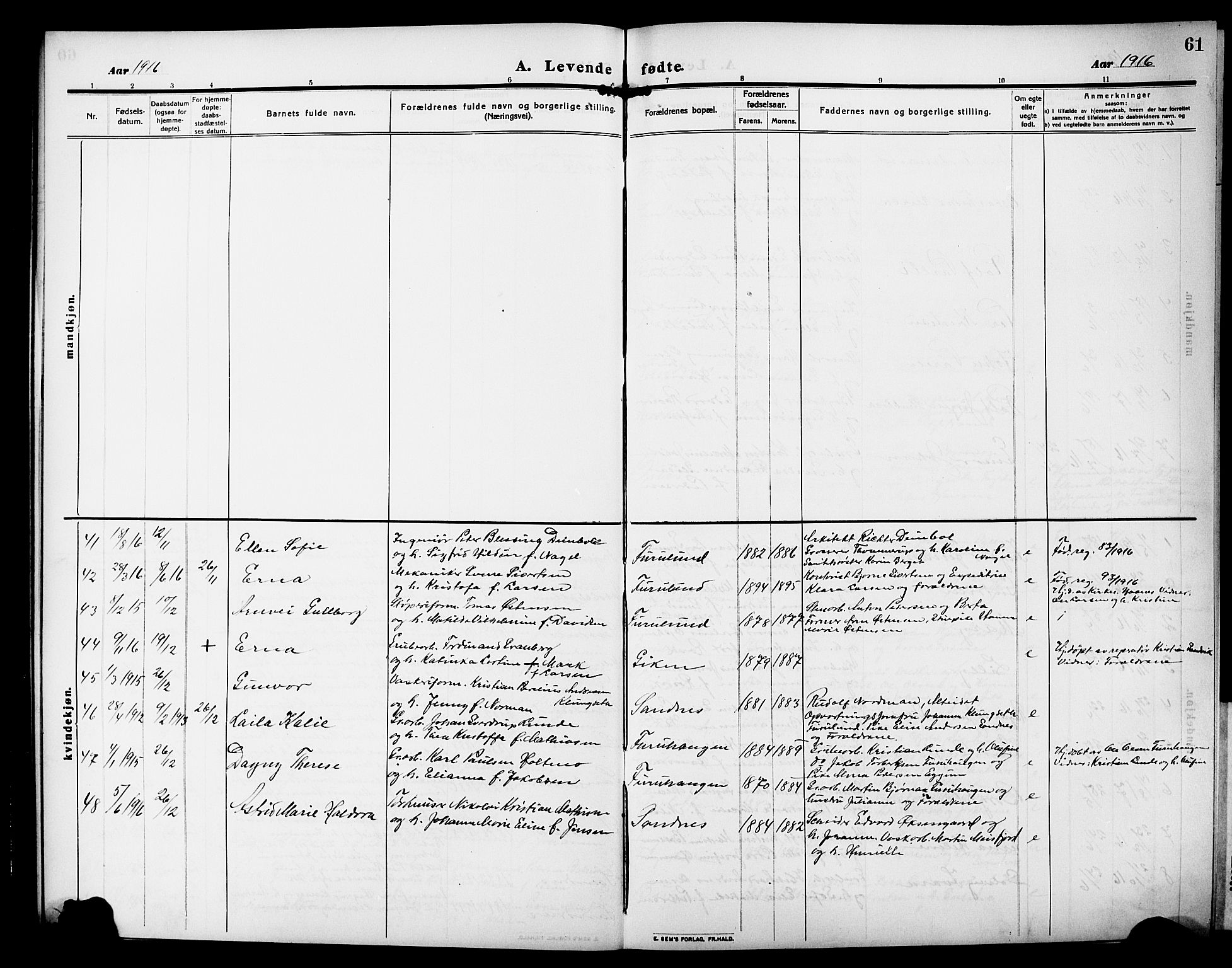 Ministerialprotokoller, klokkerbøker og fødselsregistre - Nordland, AV/SAT-A-1459/850/L0710: Parish register (official) no. 850A02, 1910-1920, p. 61