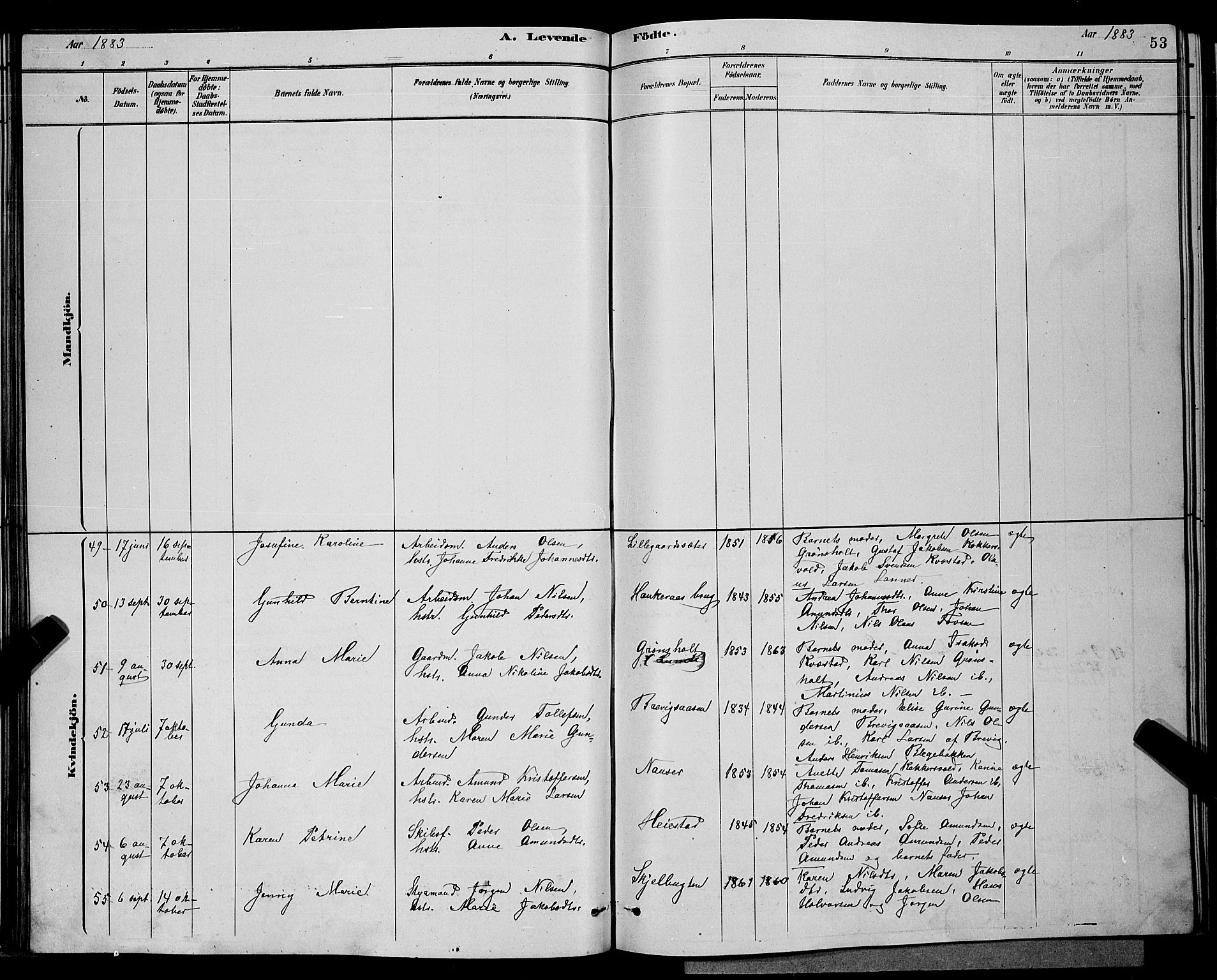 Eidanger kirkebøker, AV/SAKO-A-261/G/Ga/L0002: Parish register (copy) no. 2, 1879-1892, p. 53