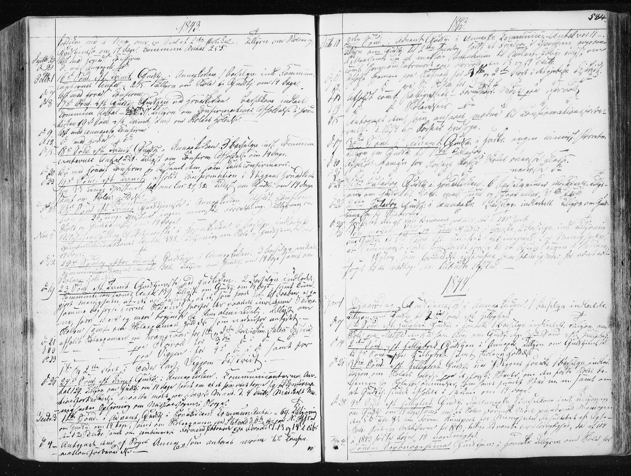 Ministerialprotokoller, klokkerbøker og fødselsregistre - Sør-Trøndelag, SAT/A-1456/665/L0771: Parish register (official) no. 665A06, 1830-1856, p. 584