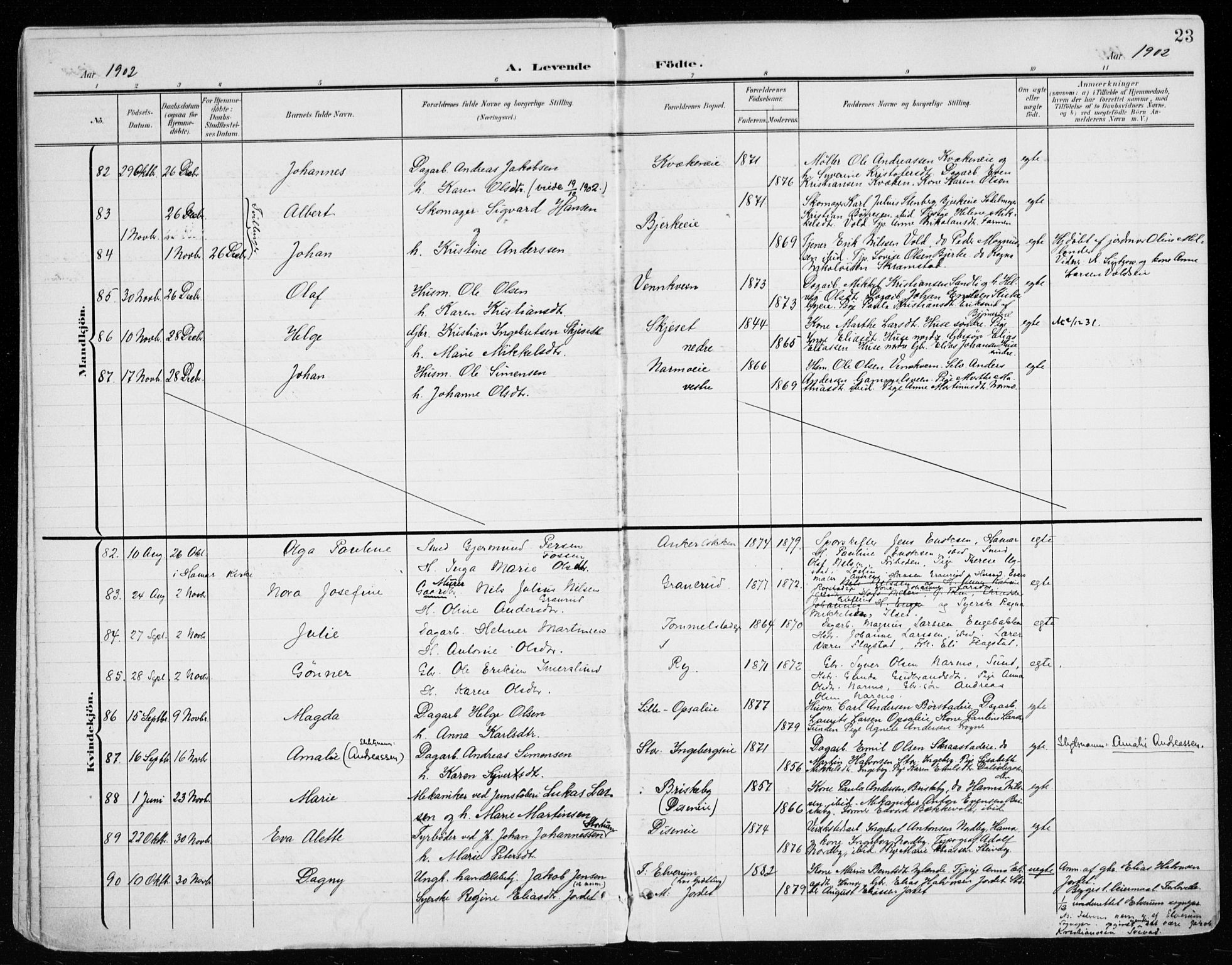 Vang prestekontor, Hedmark, AV/SAH-PREST-008/H/Ha/Haa/L0021: Parish register (official) no. 21, 1902-1917, p. 23